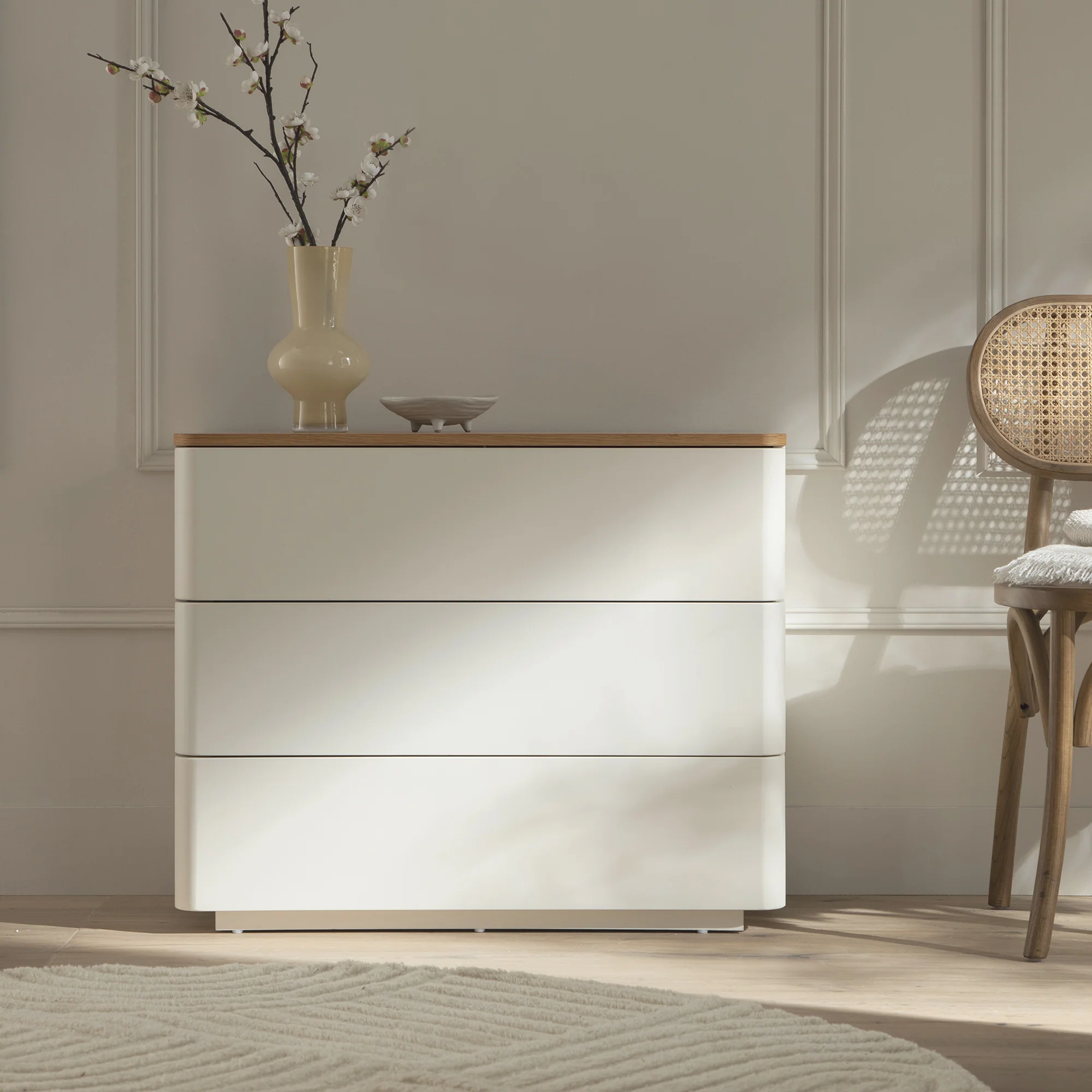Agnes Curved Edge Chest of 3 Drawers, White - Image 2