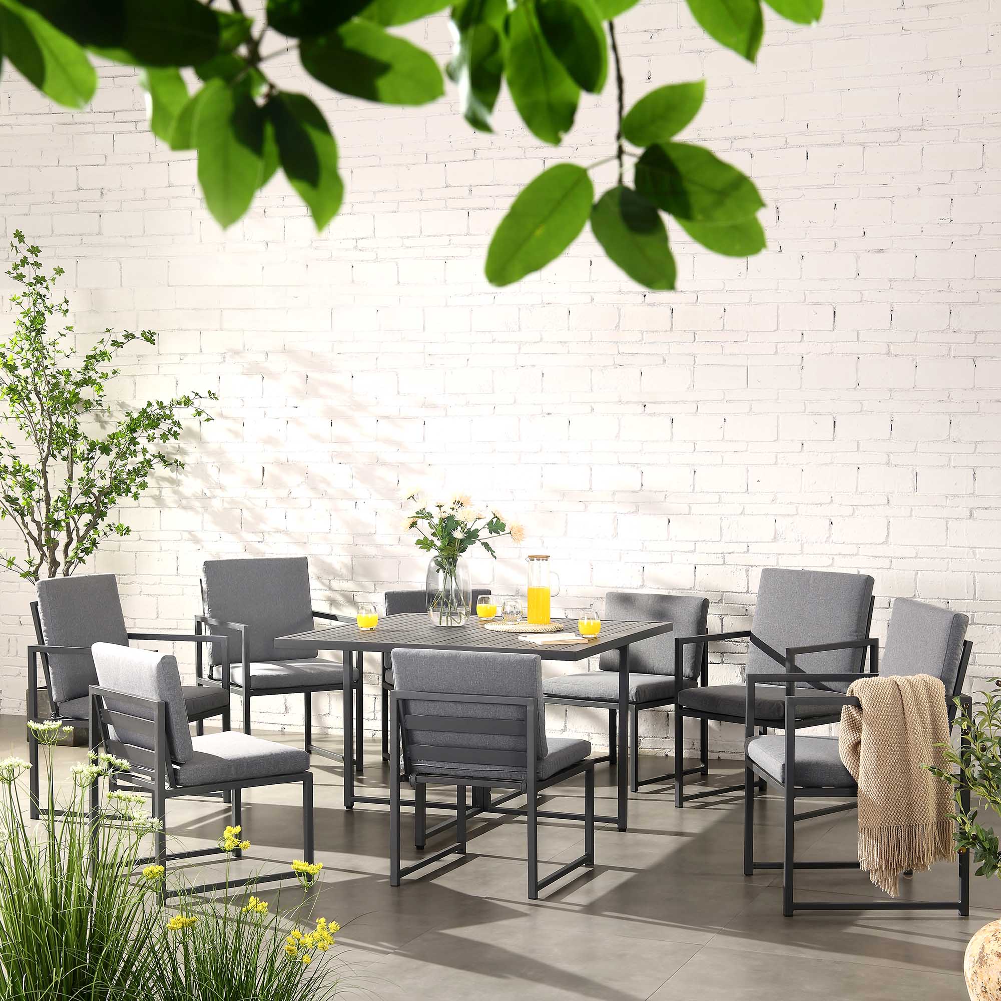 Albany Aluminium 9-Piece Outdoor Cube Dining Set, Grey - Image 2