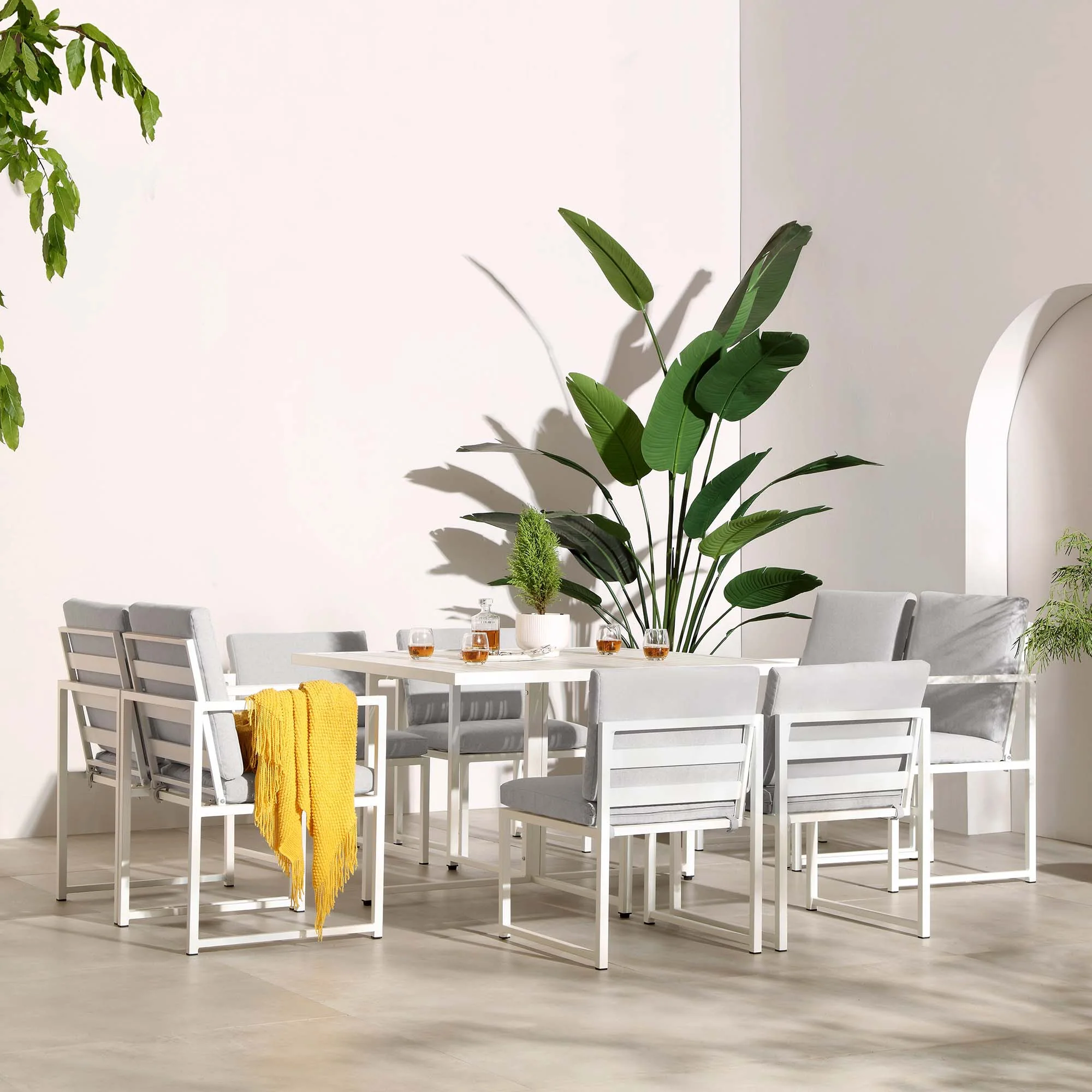 Albany Aluminium 9-Piece Outdoor Cube Dining Set, White - Image 2