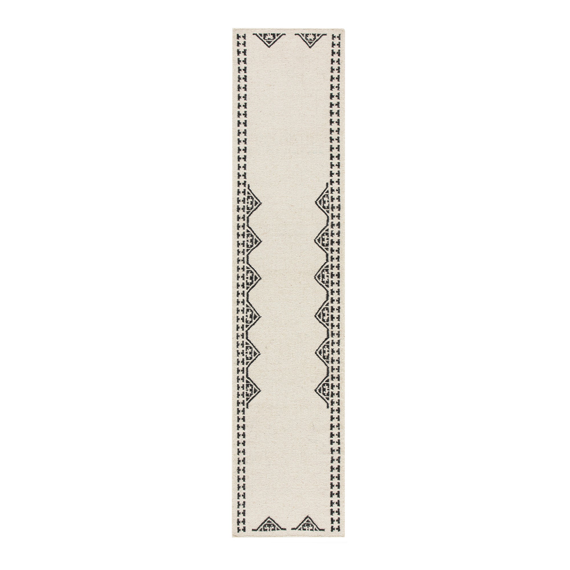 Atlan Cream & Black Handwoven Wool Runner