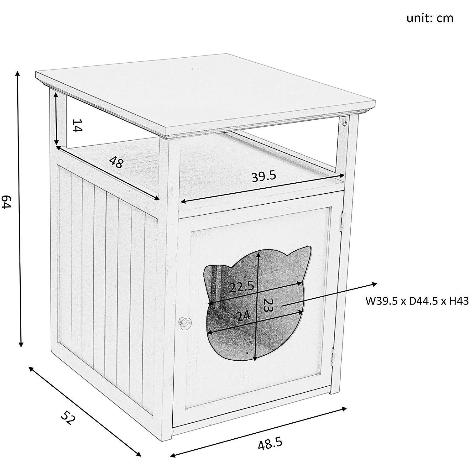 Bastet Wooden Cat Cave Bedside Cabinet Litter Box Cat House Nightstand White - Image 8