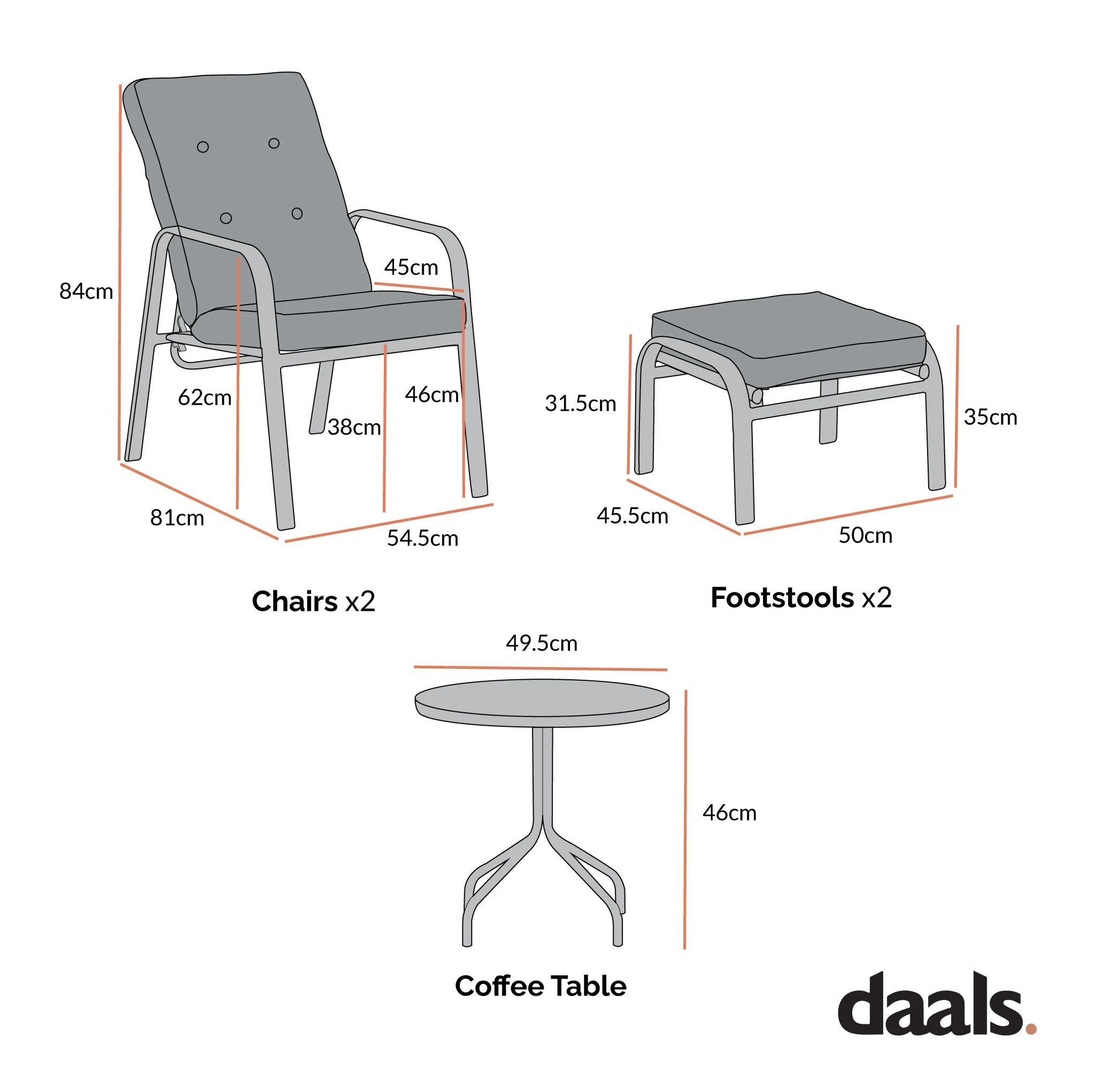 Champneys 2-Seater Steel and Fabric Outdoor Reclining Bistro Set with Stool, Sage Green - Image 5