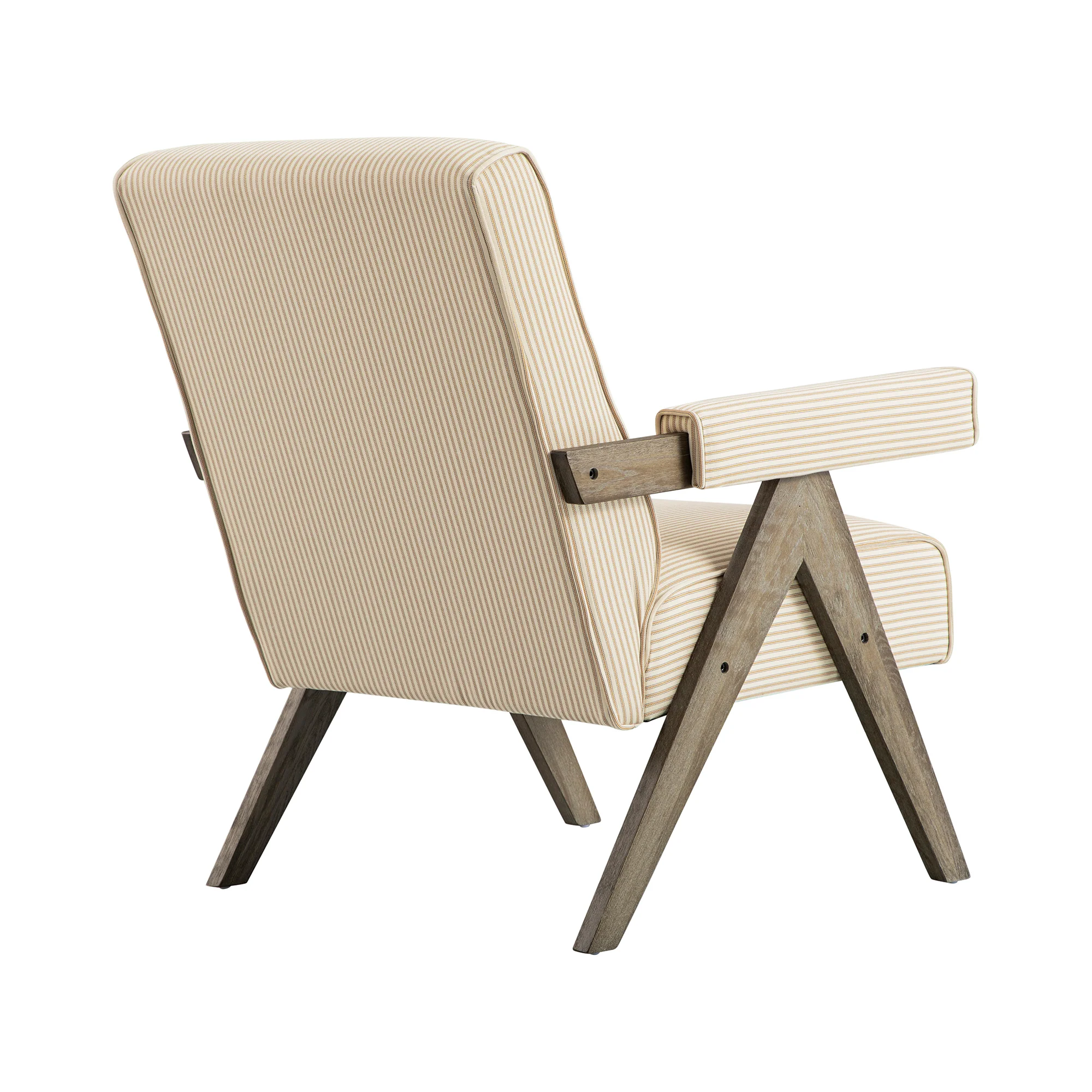 Chinnor Ochre Striped Linen Blend Weathered Oak Frame Accent Chair - Image 12