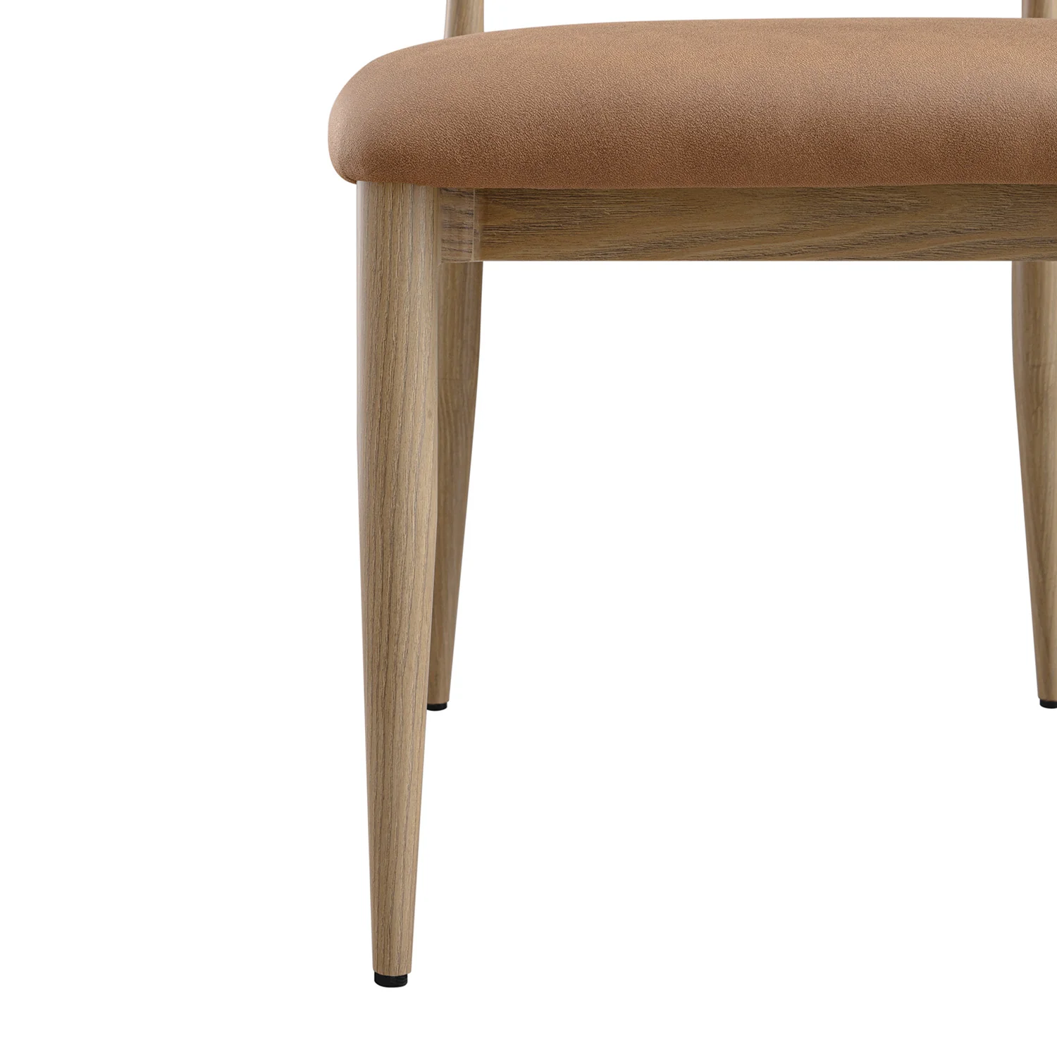 Dagmar Set of 2 Dining Chairs, Chestnut Faux Leather | Natural Frame - Image 10