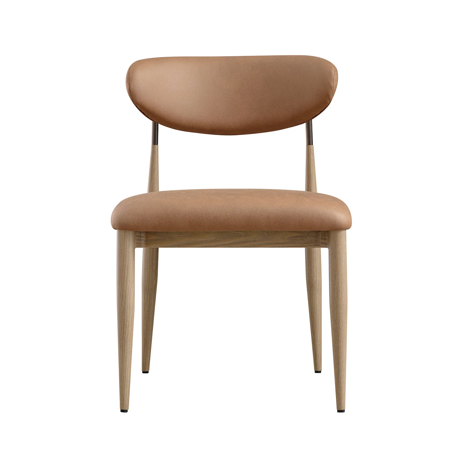 Dagmar Set of 2 Dining Chairs, Chestnut Faux Leather | Natural Frame - Image 2