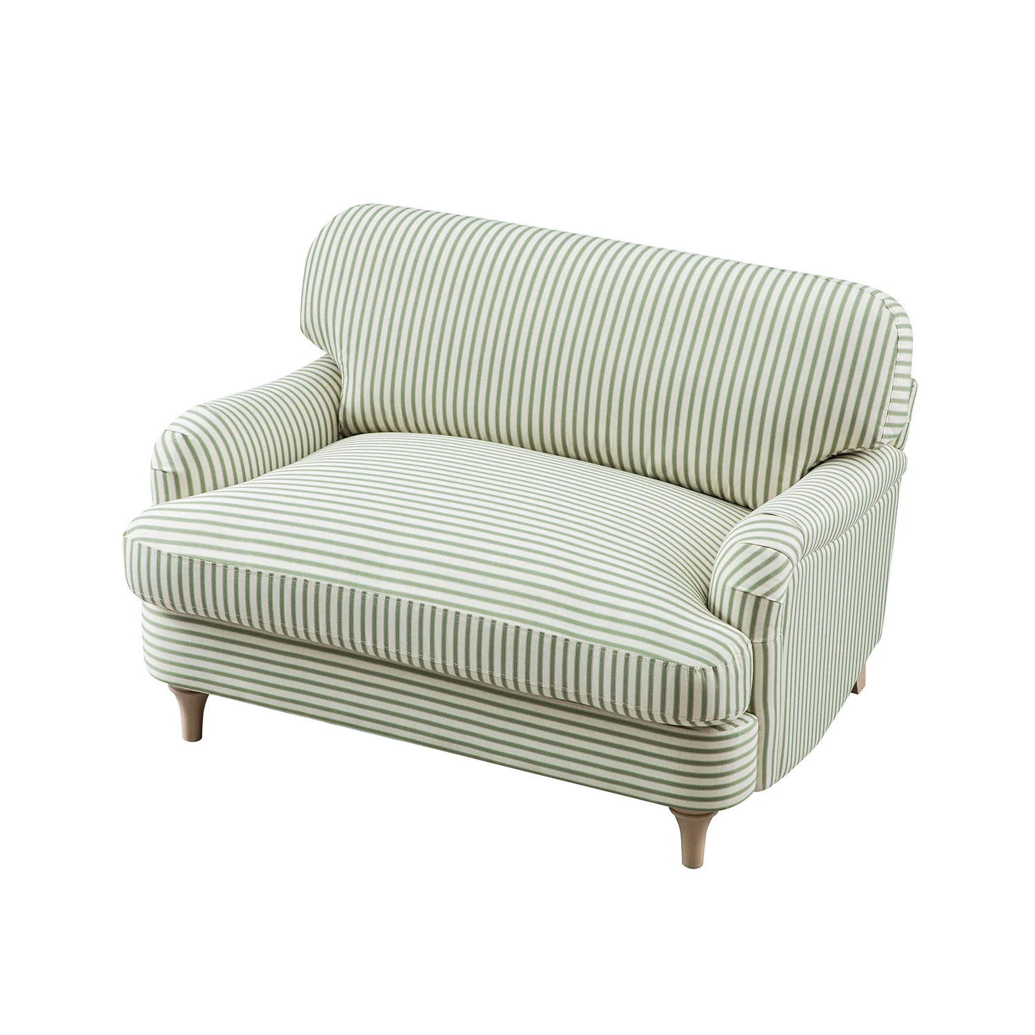 Daphnis Green Striped Linen Blend Sofa, Loveseat - Image 4