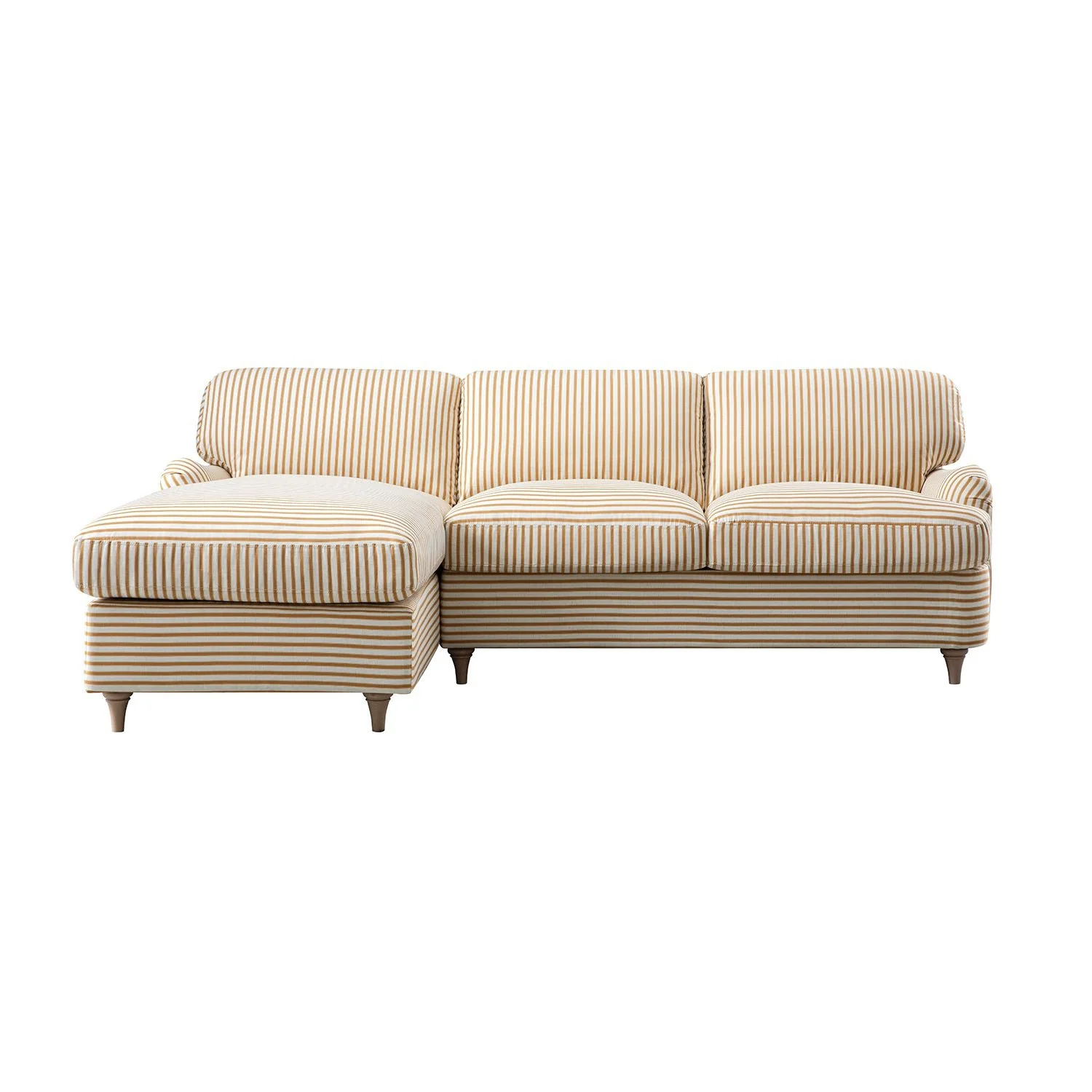 Daphnis Ochre Striped Linen Blend Sofa Bed, Grande Chaise Left Hand Facing - Image 2