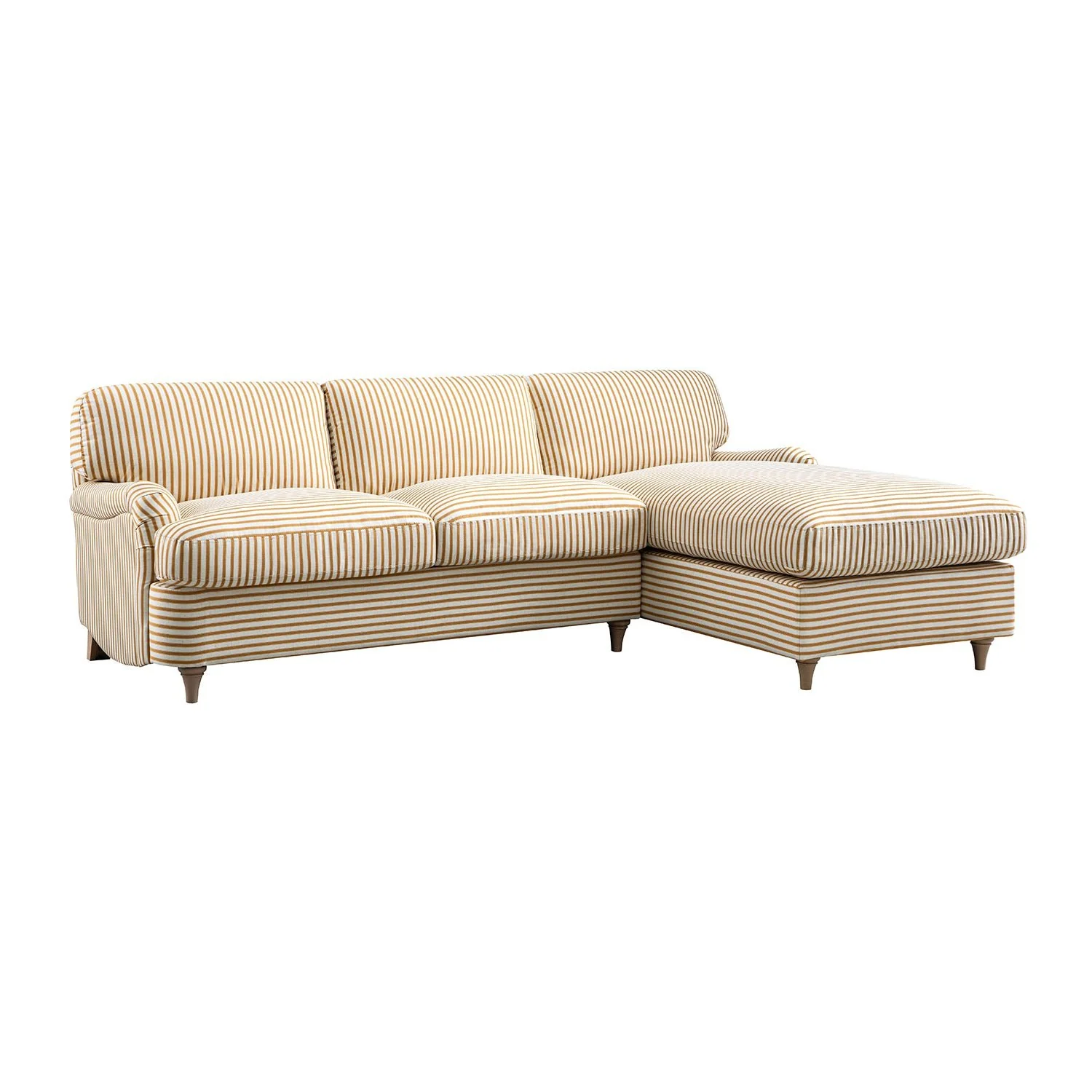 Daphnis Ochre Striped Linen Blend Sofa Bed, Grande Chaise Right Hand Facing - Image 2