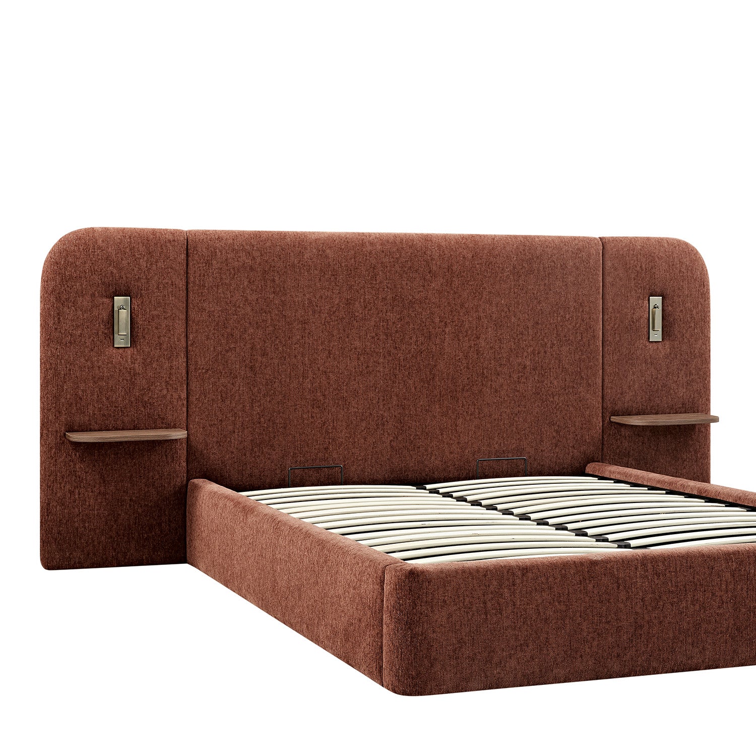 Della Extended Headboard Storage Bed, Burnt Brick Chenille - Image 10