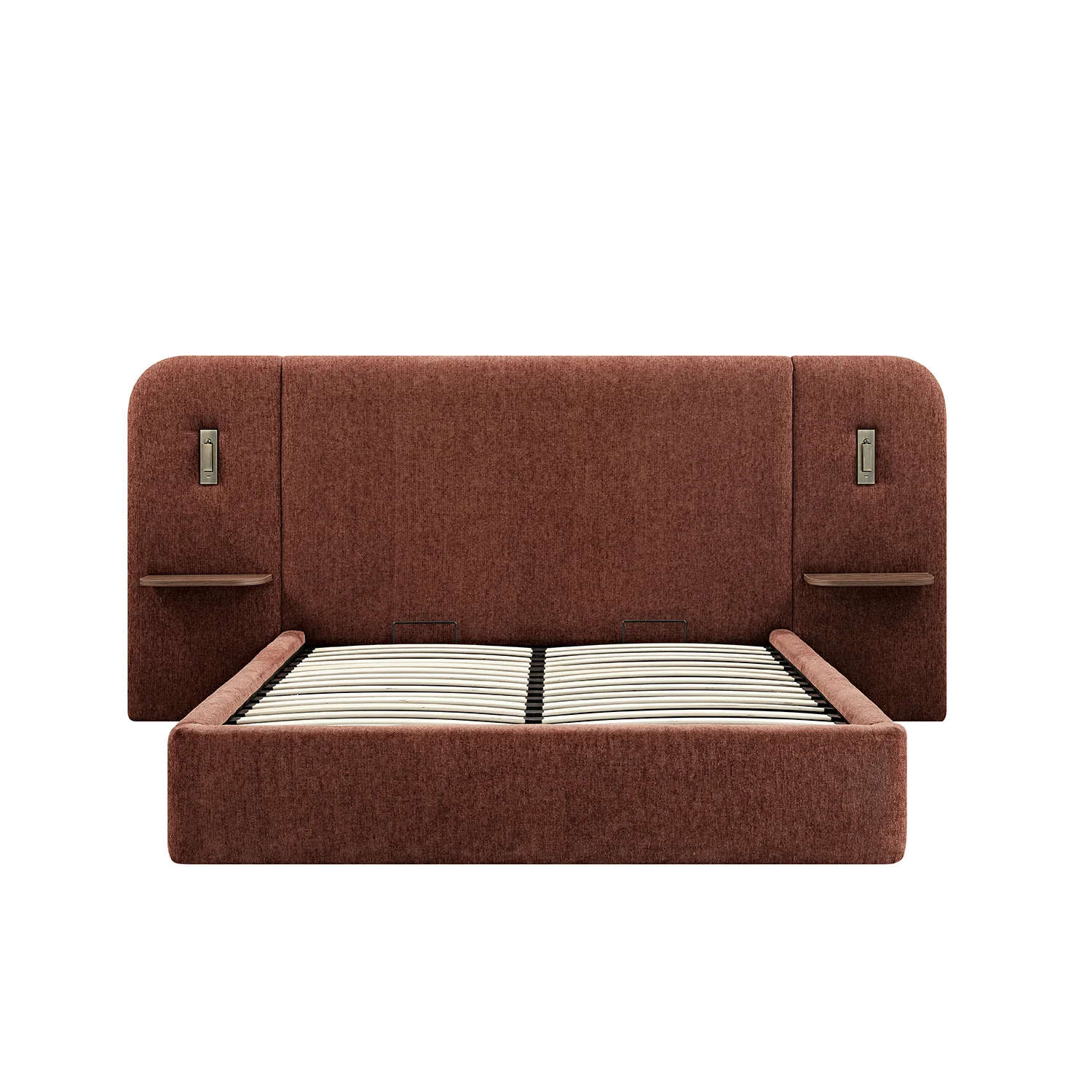 Della Extended Headboard Storage Bed, Burnt Brick Chenille - Image 5