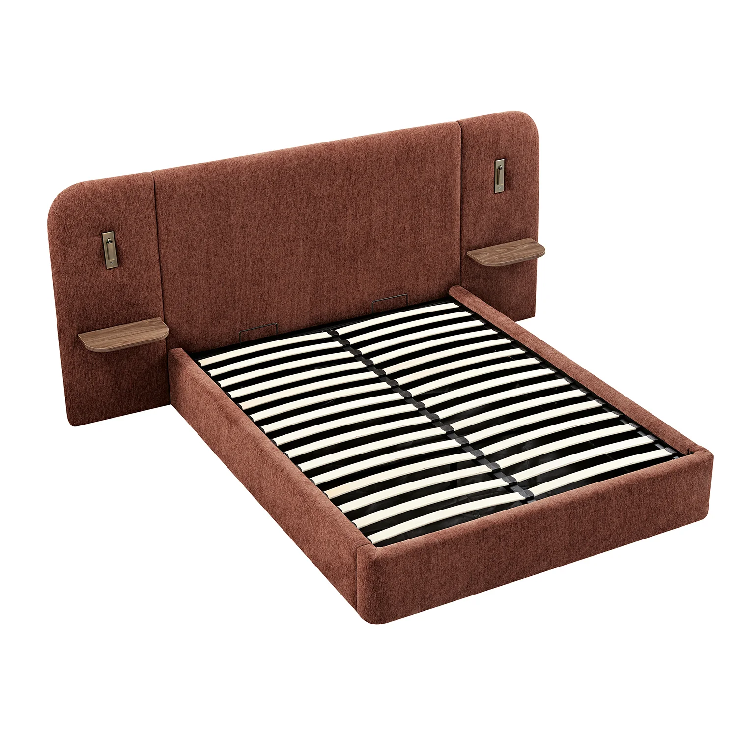 Della Extended Headboard Storage Bed, Burnt Brick Chenille - Image 7