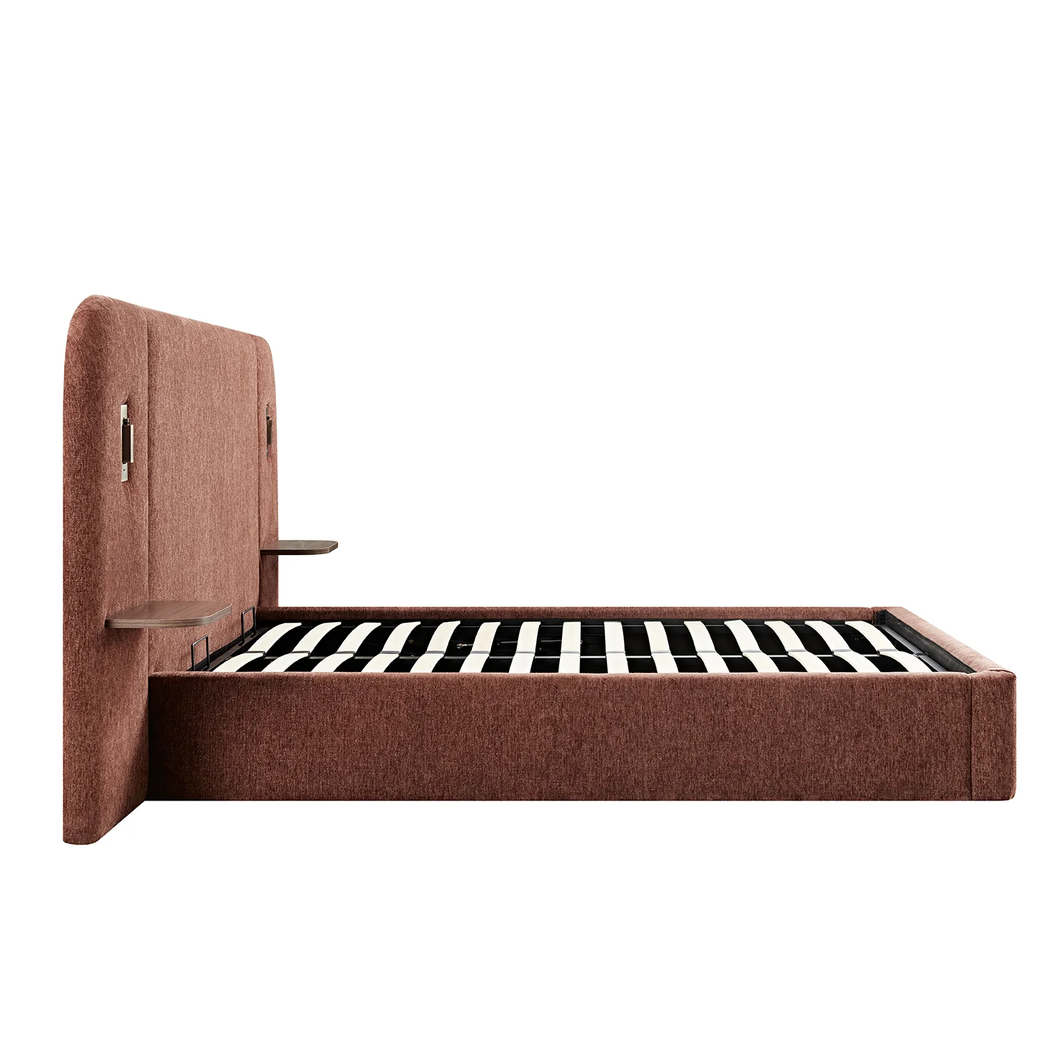 Della Extended Headboard Storage Bed, Burnt Brick Chenille - Image 8