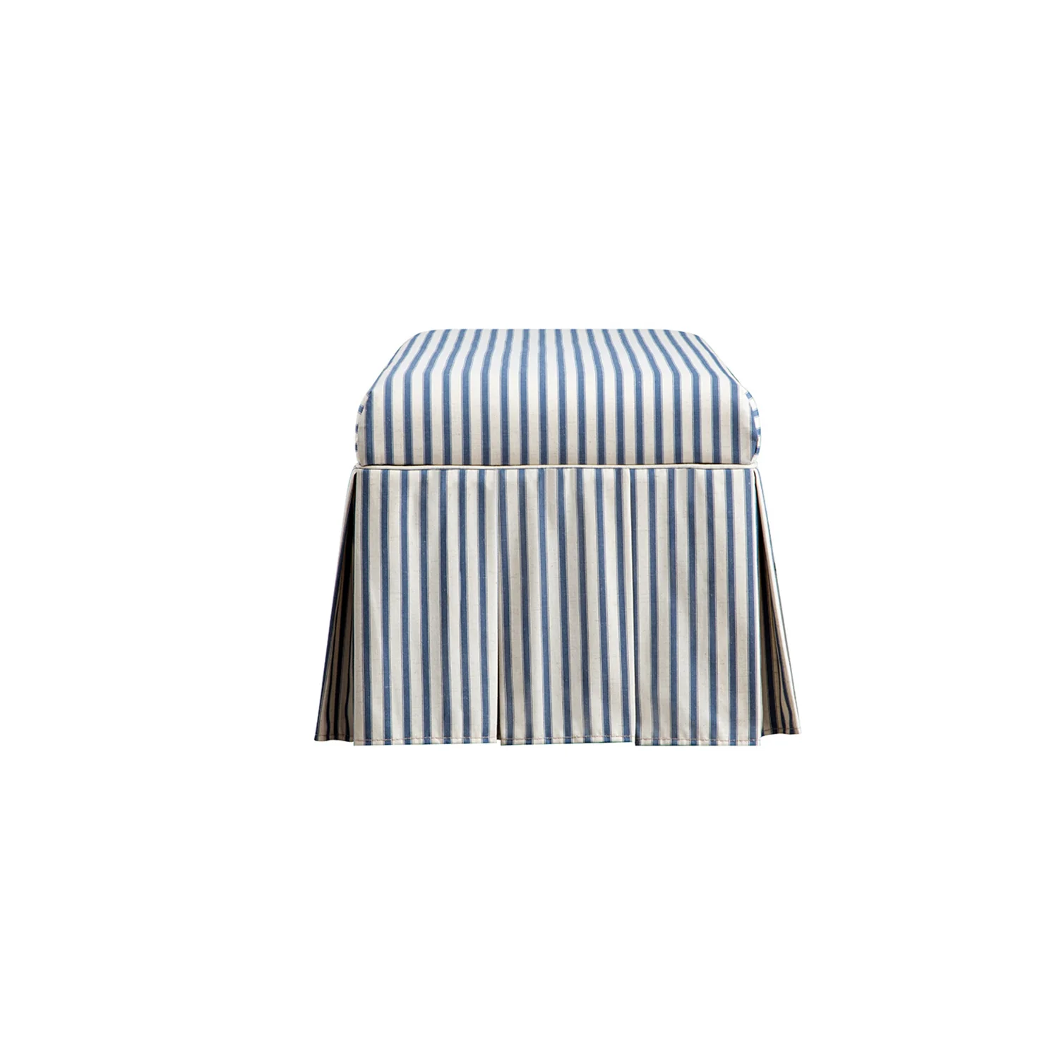 Egerton Box-Pleat Storage Bench, Blue Striped Linen - Image 7