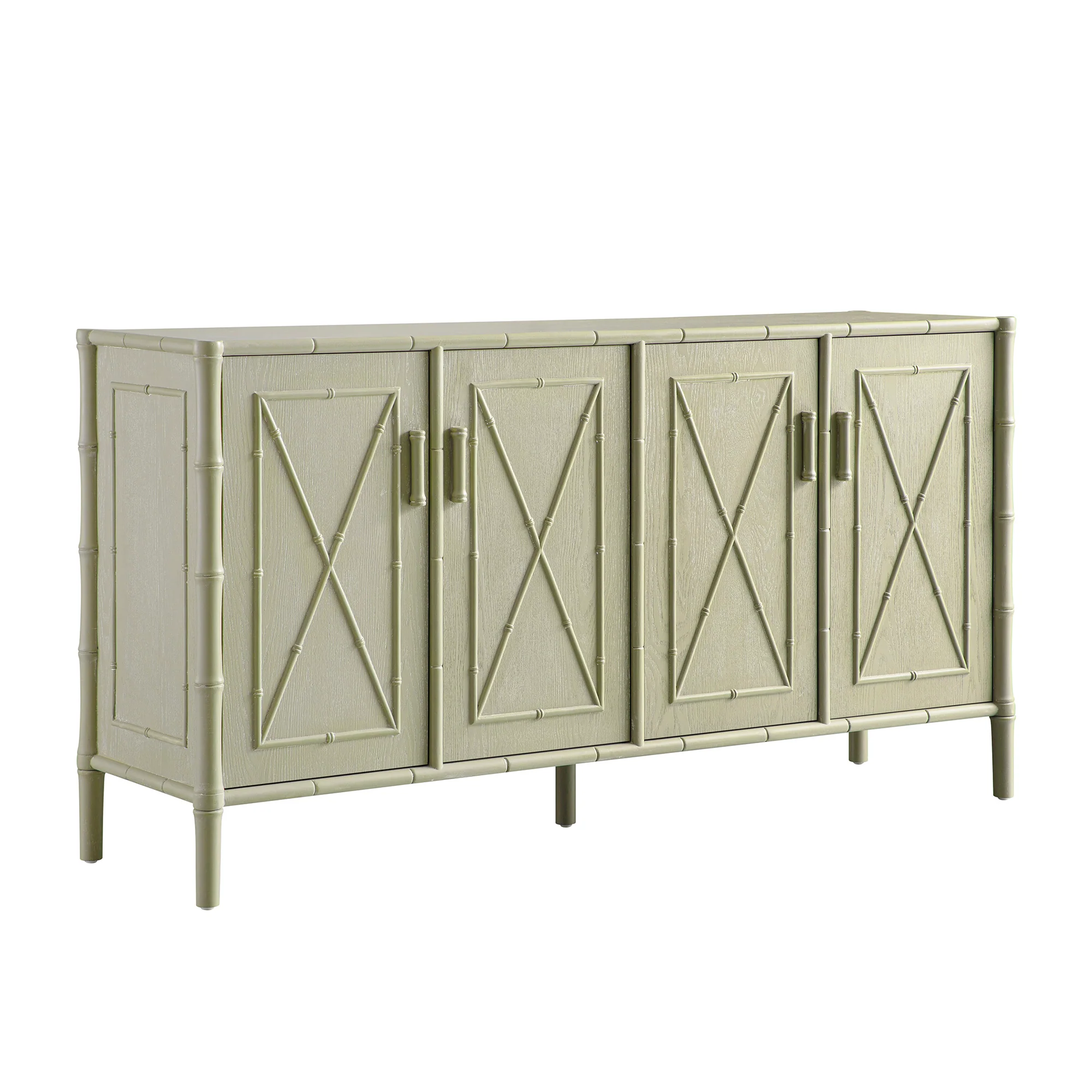 Elstowe Faux Bamboo Large Sideboard, Sage Green - Image 2