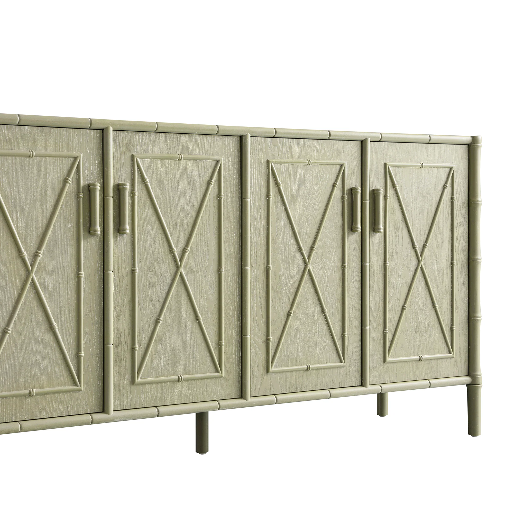 Elstowe Faux Bamboo Large Sideboard, Sage Green - Image 8