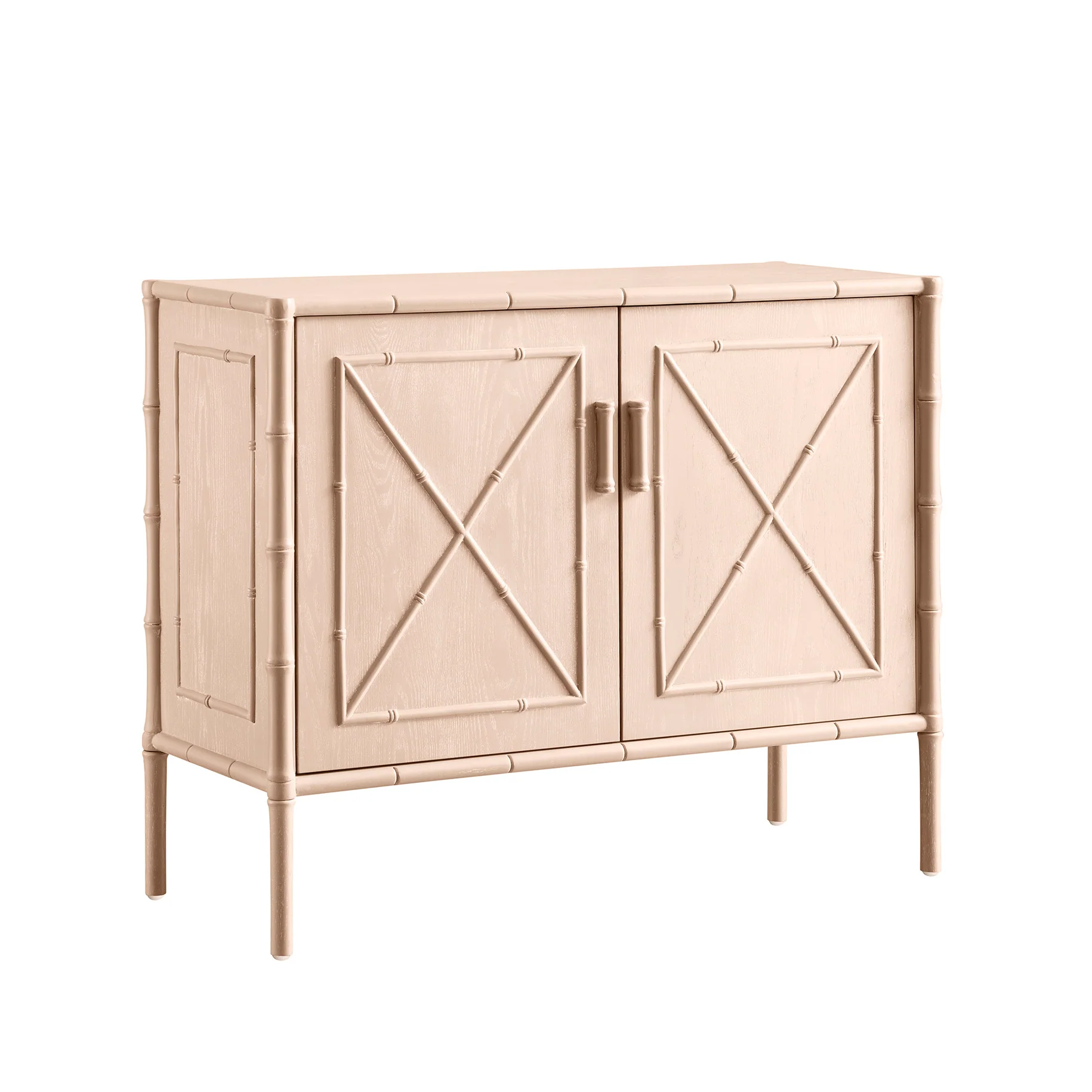 Elstowe Faux Bamboo Small Sideboard, Nude Pink - Image 2