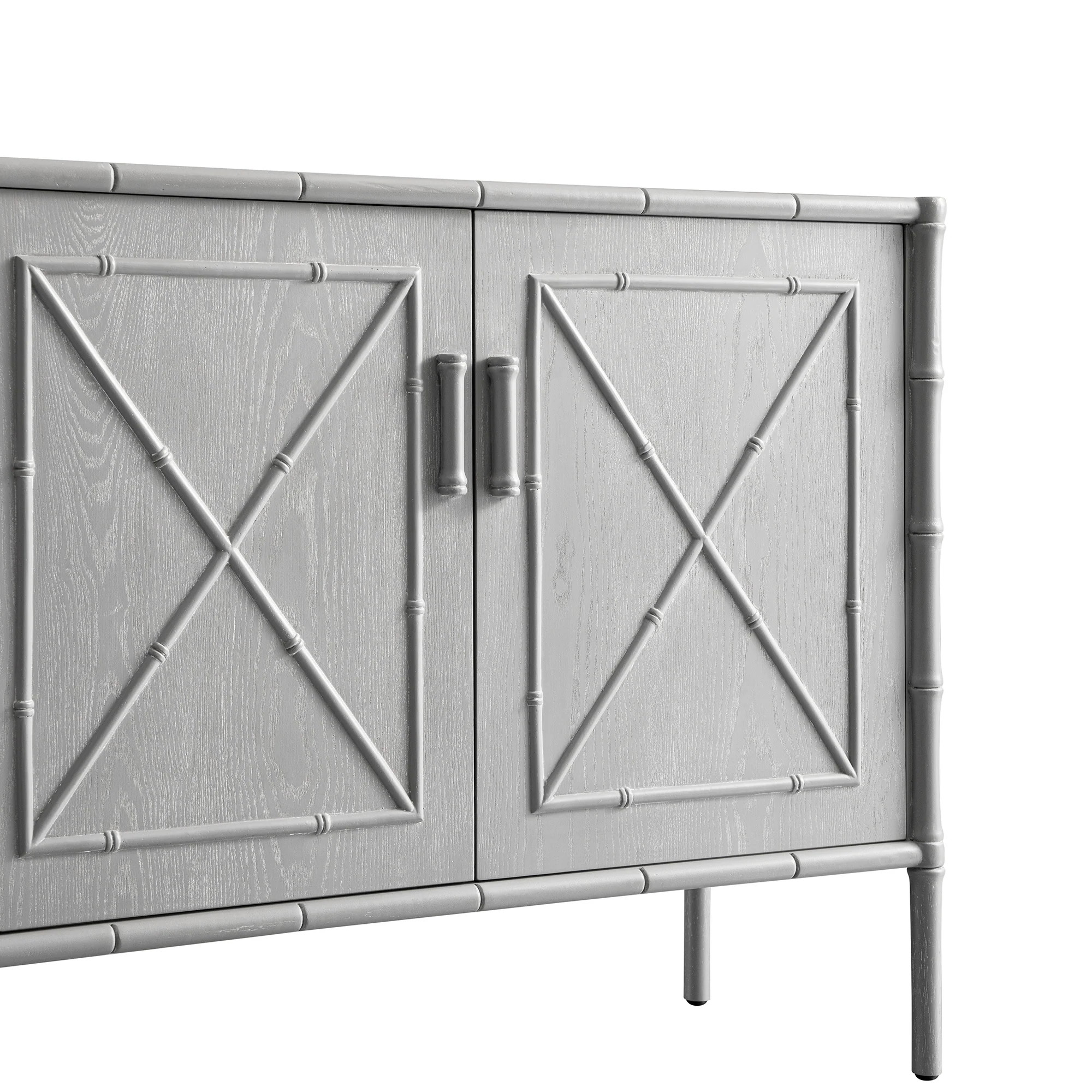 Elstowe Faux Bamboo Small Sideboard, Warm Grey - Image 9