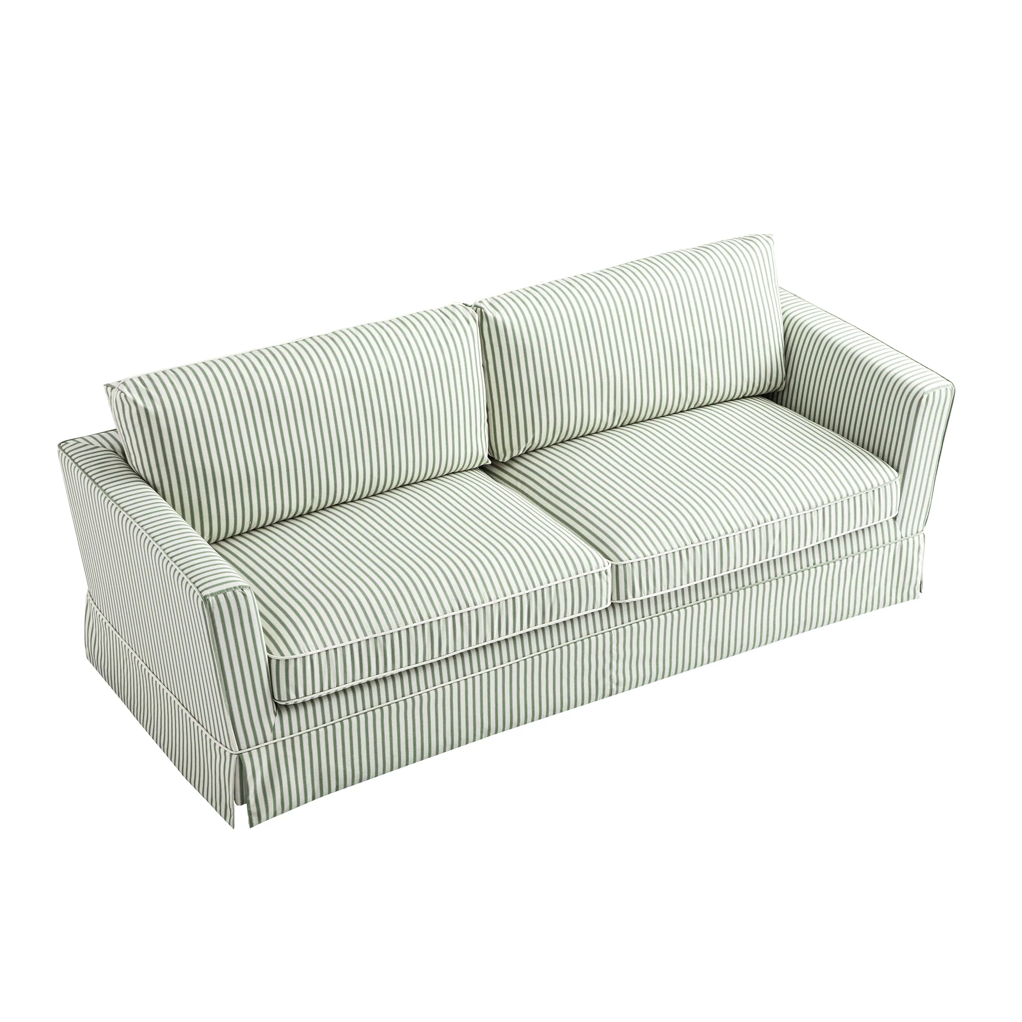 Fitz Skirted Large 3-Seater Sofa, Sage Striped Linen Blend - Image 5
