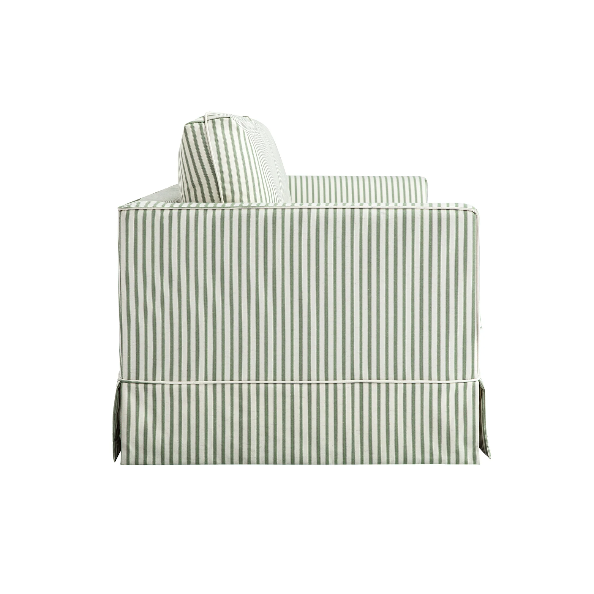 Fitz Skirted Large 3-Seater Sofa, Sage Striped Linen Blend - Image 7