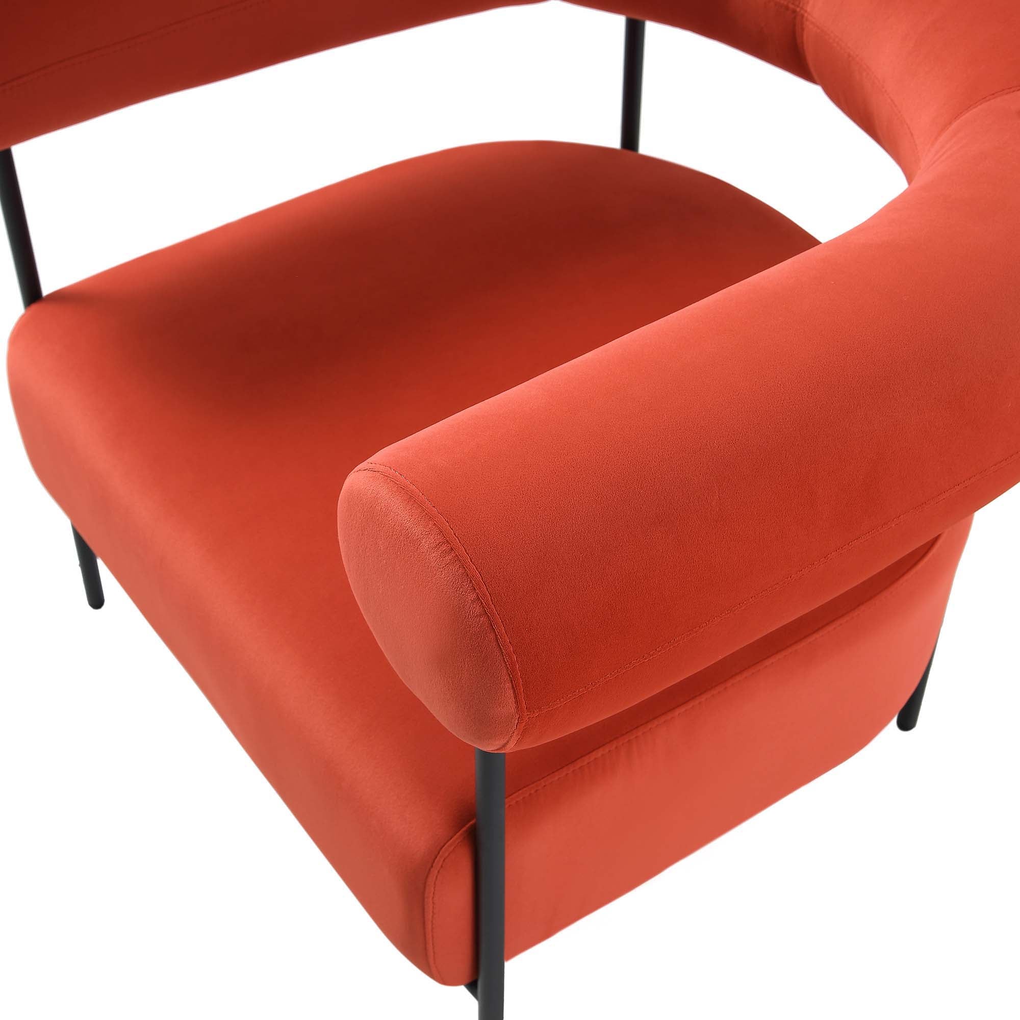 Fulbourn Rust Ochre Velvet Armchair - Image 9