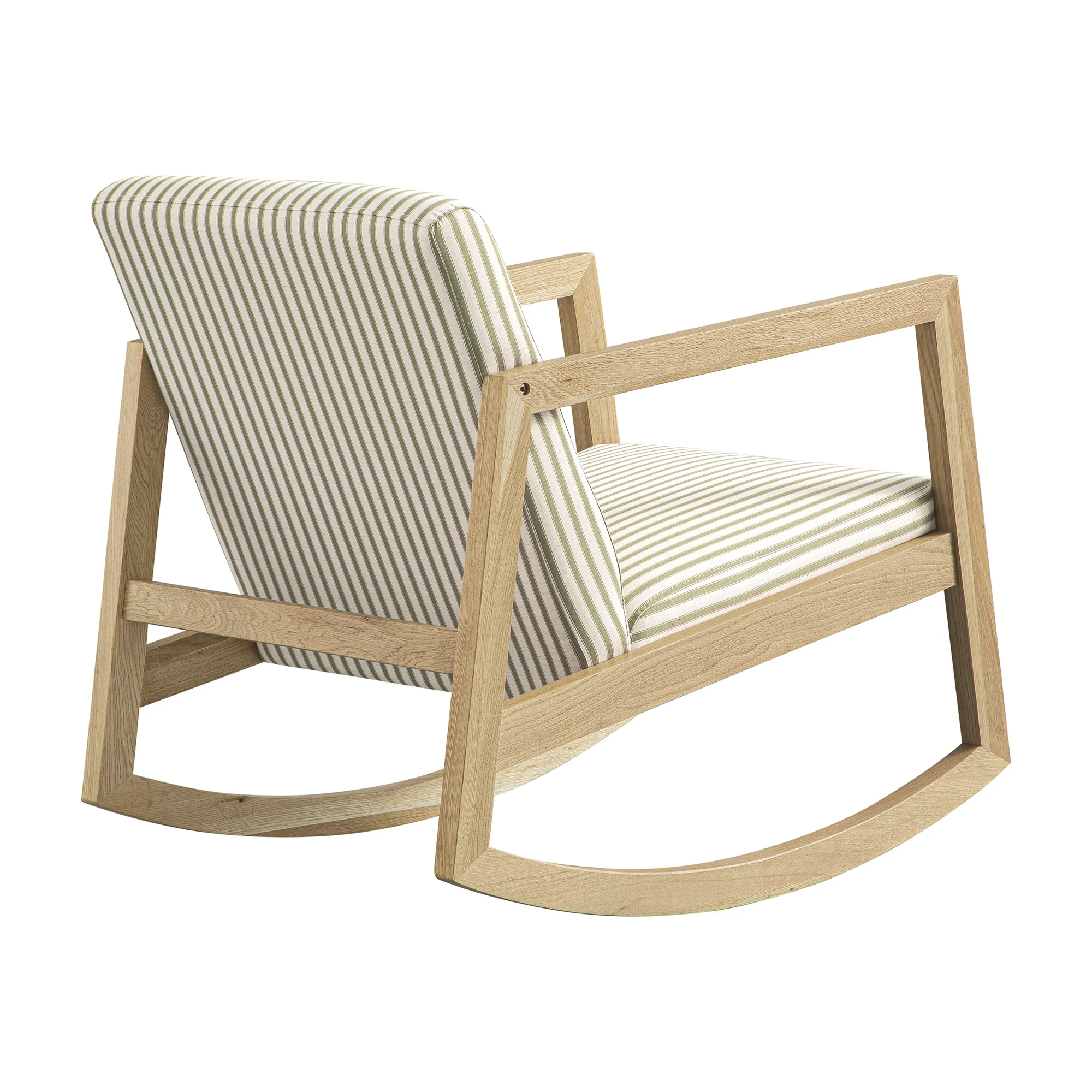 Fyne Sage Striped Linen Blend Natural Oak Rocking Armchair - Image 12