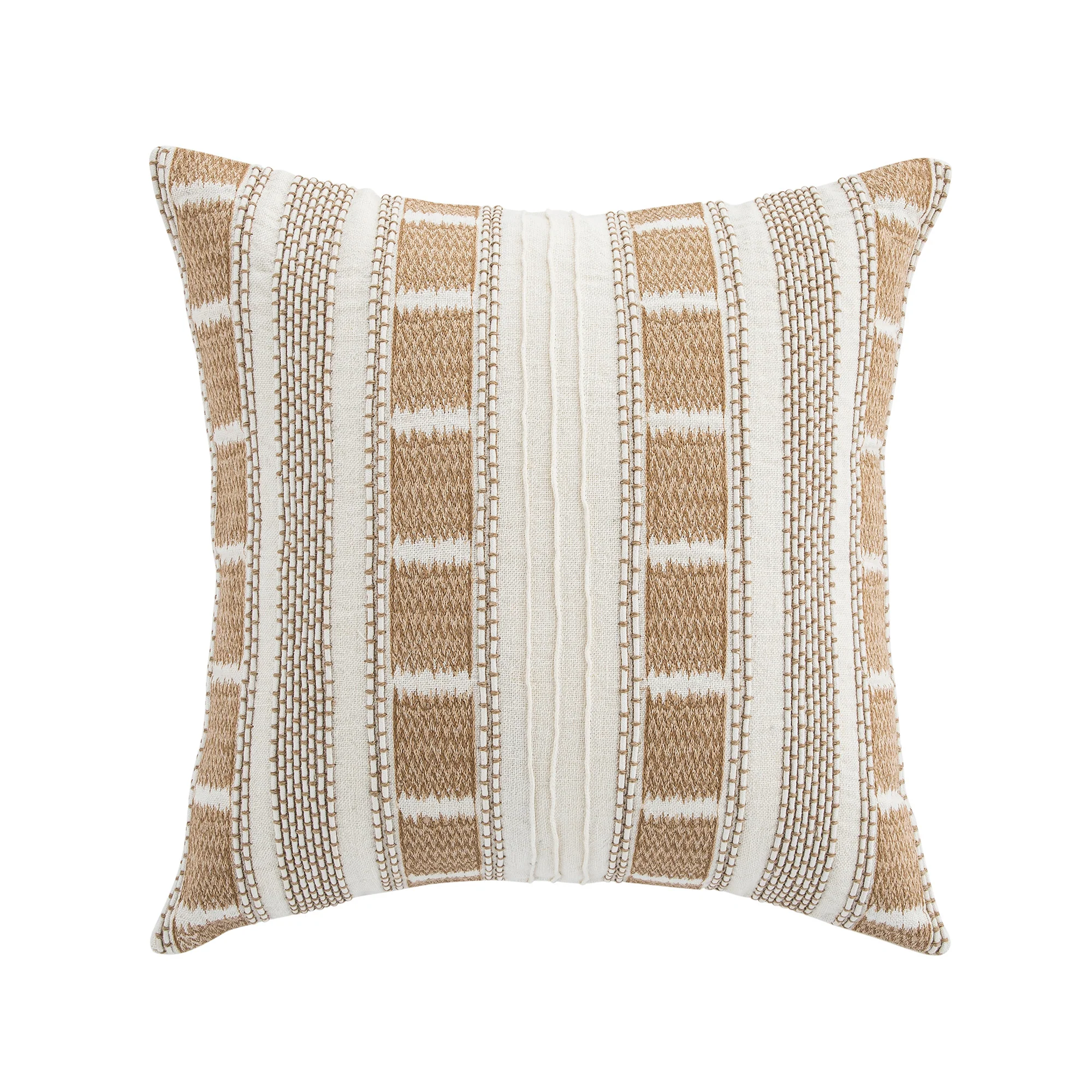 Hattie Light Taupe Embroidered 100% Linen Cushion