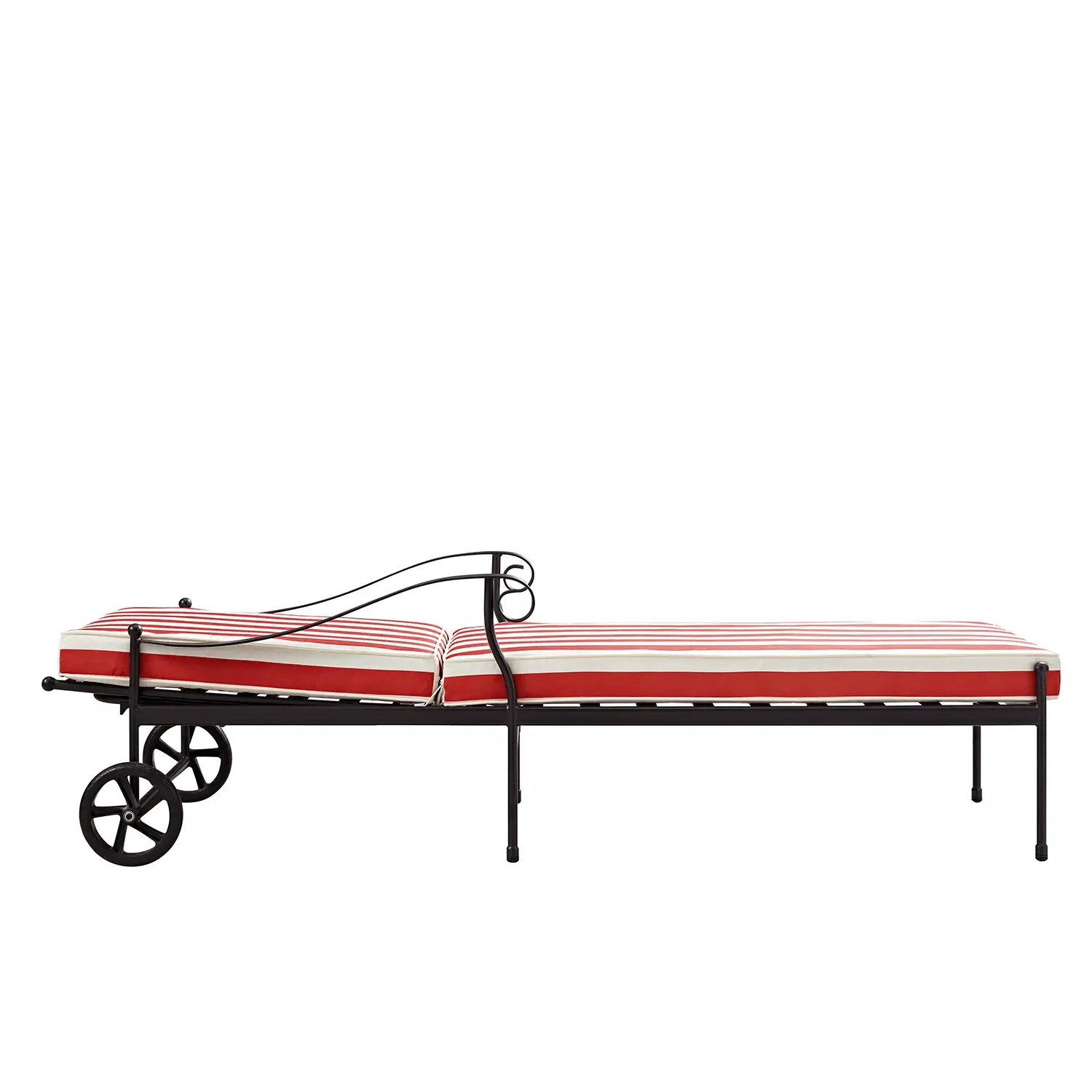 Haymes Metal Sun Lounger with Wheels, Scarlet Stripe - Image 2