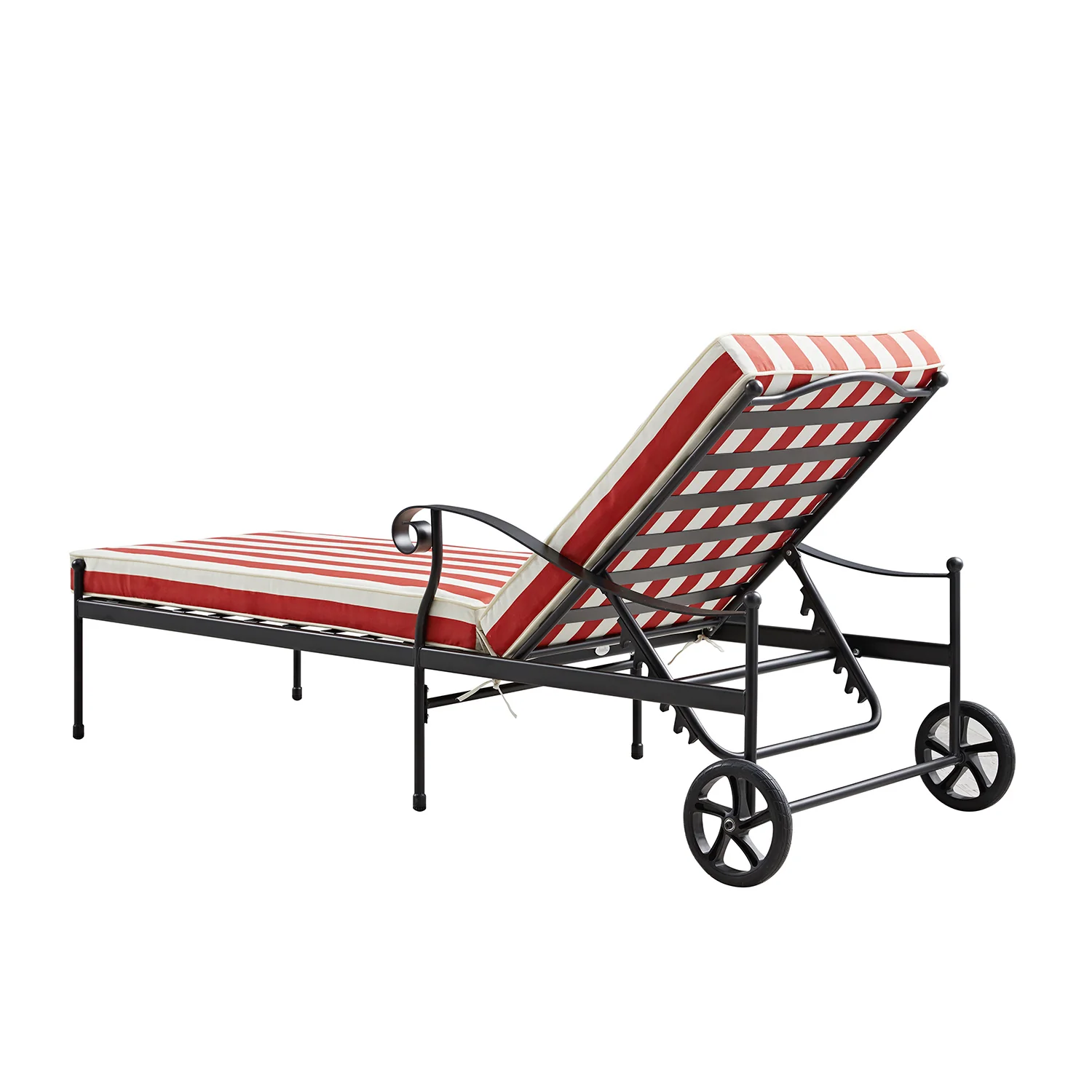 Haymes Metal Sun Lounger with Wheels, Scarlet Stripe - Image 5