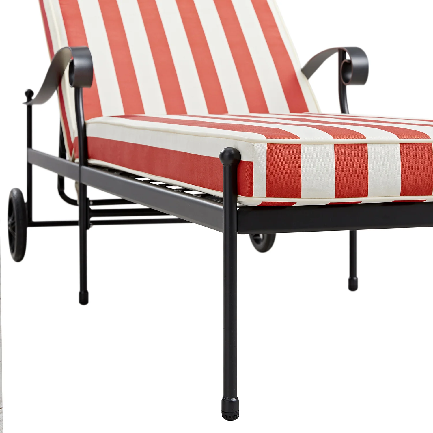 Haymes Metal Sun Lounger with Wheels, Scarlet Stripe - Image 6