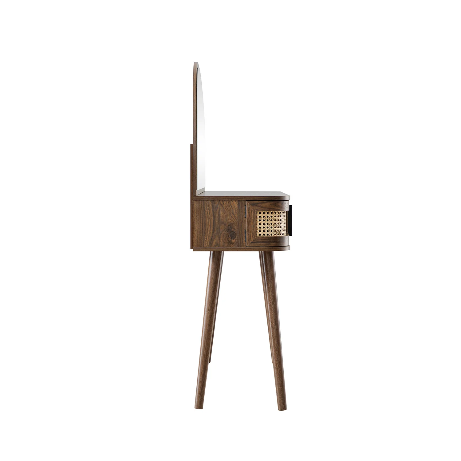 Izzy Curved Rattan Dressing Table, Walnut - Image 13