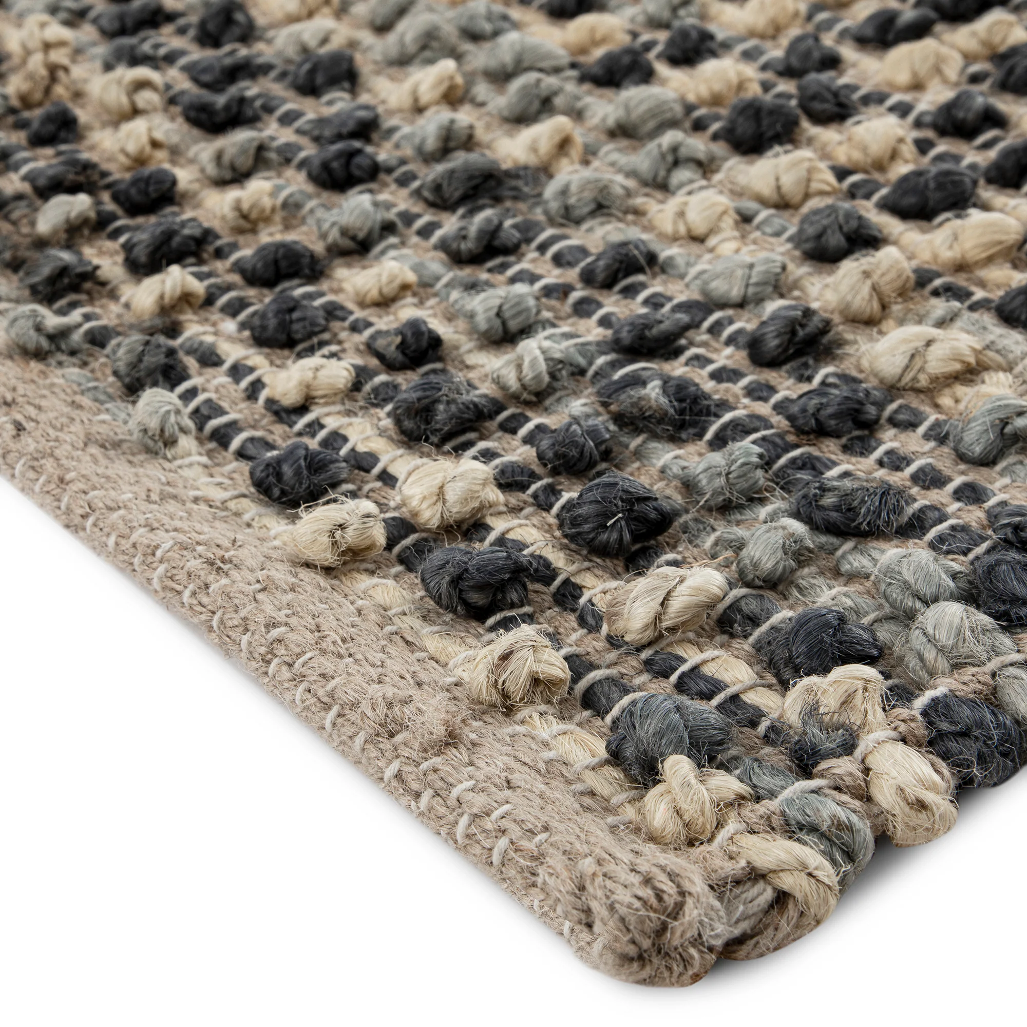 Kansas Bobble Grey Hemp & Cotton Handwoven Rug - Image 4