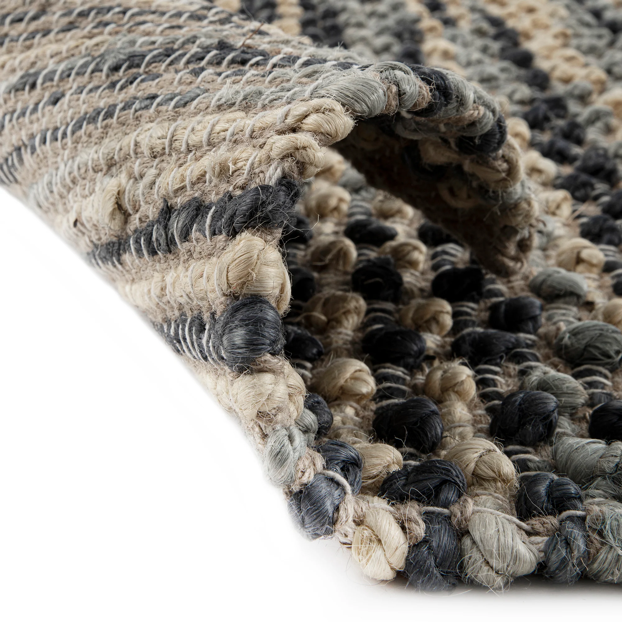 Kansas Bobble Grey Hemp & Cotton Handwoven Rug - Image 6