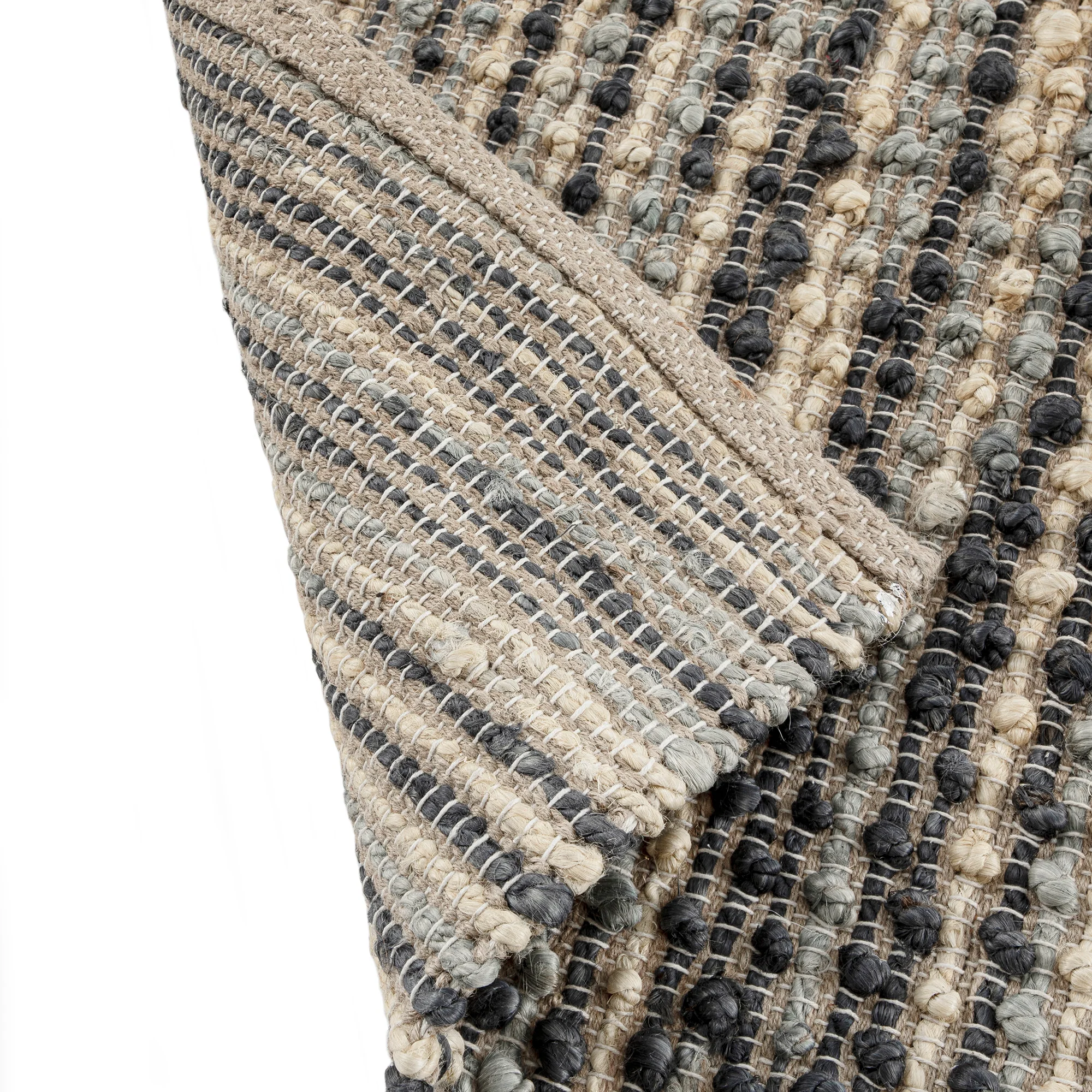 Kansas Bobble Grey Hemp & Cotton Handwoven Rug - Image 7