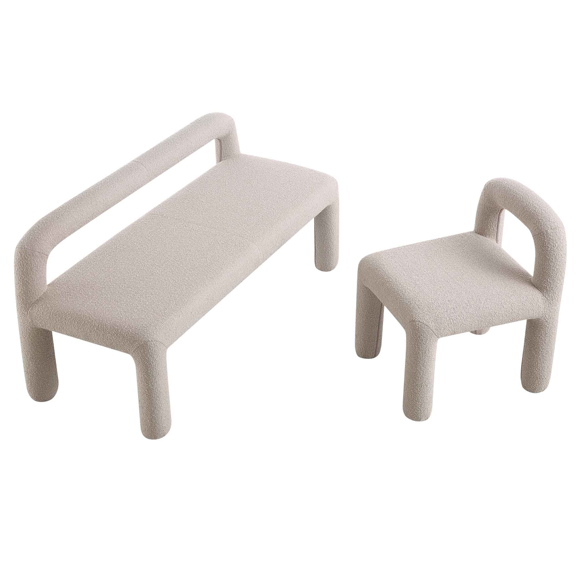 Libby Light Taupe Boucle 3 Seater Dining Bench - Image 8