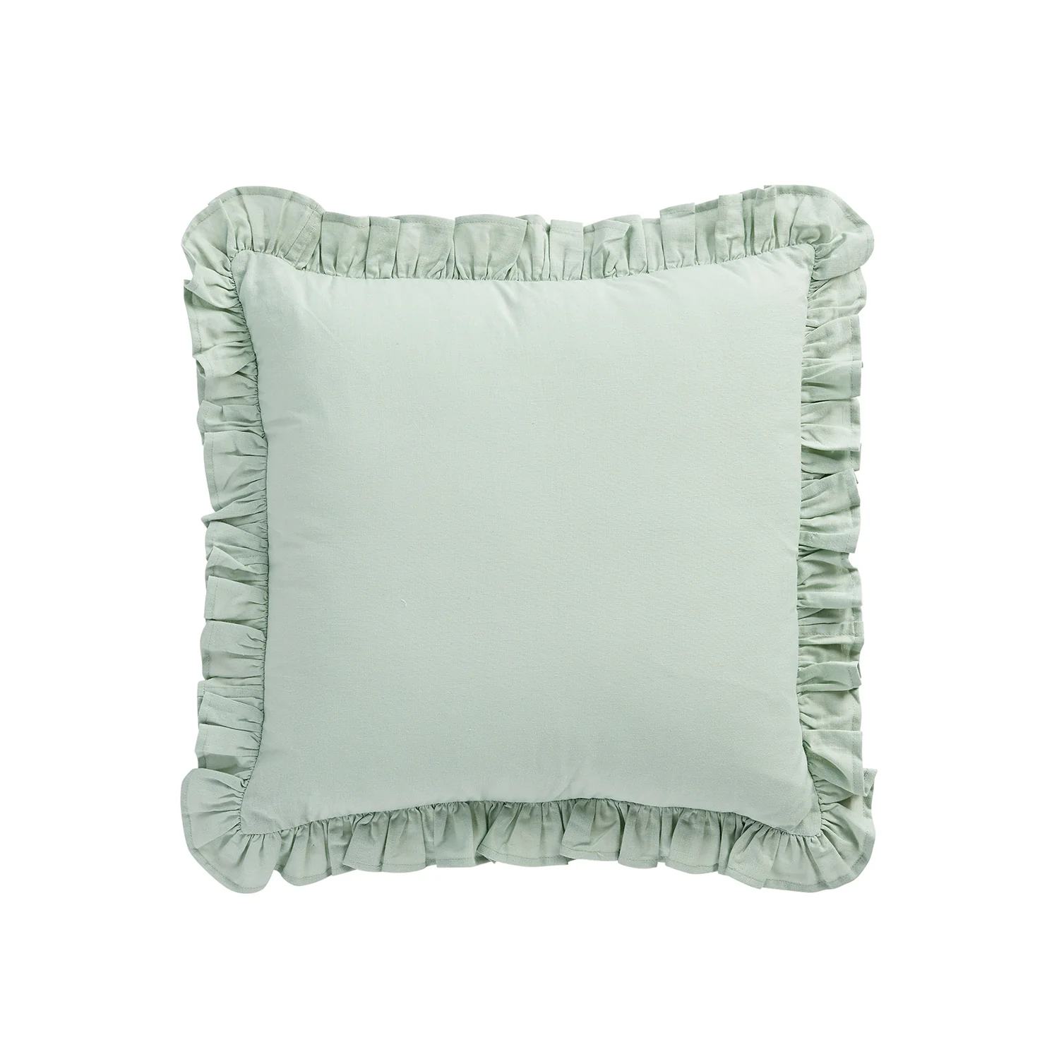 Lucinda Seafoam Green Ruffle Linen Blend Cushion