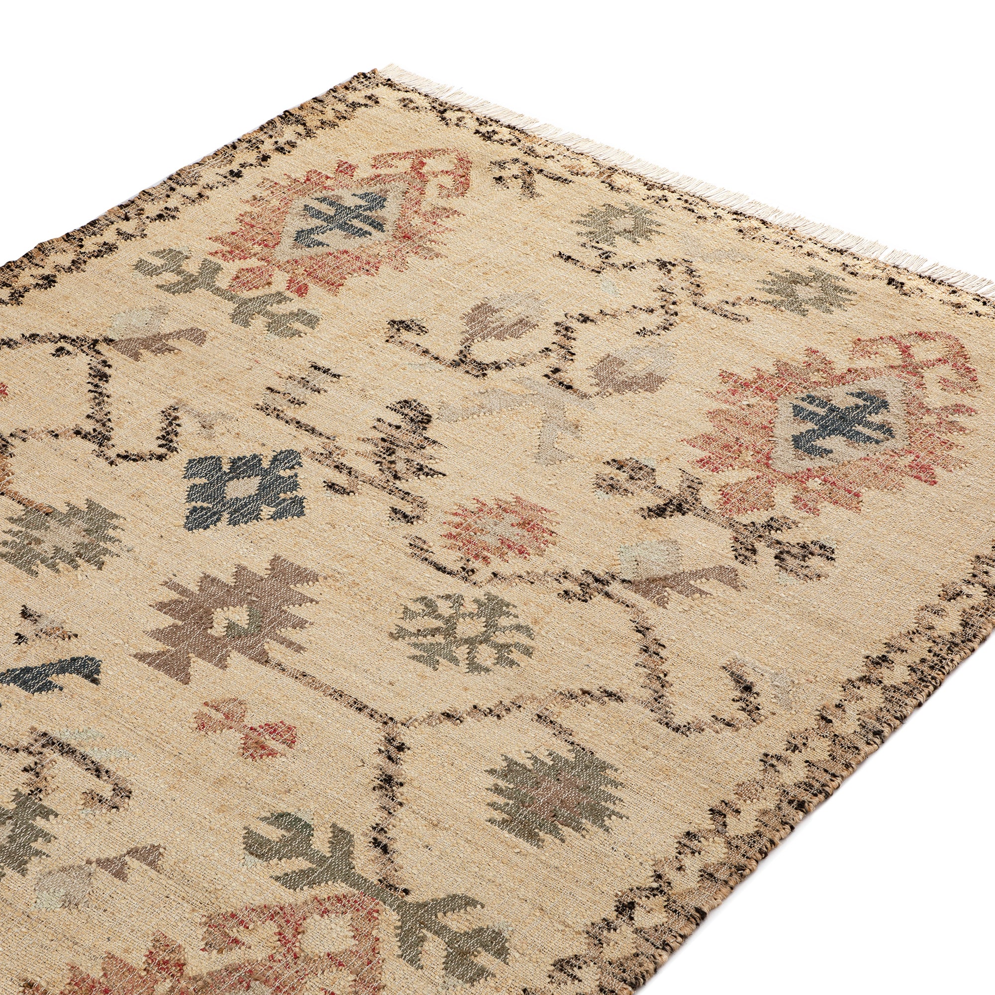 Matalya Kilim Handwoven Wool & Jute Cream Rug - Image 2