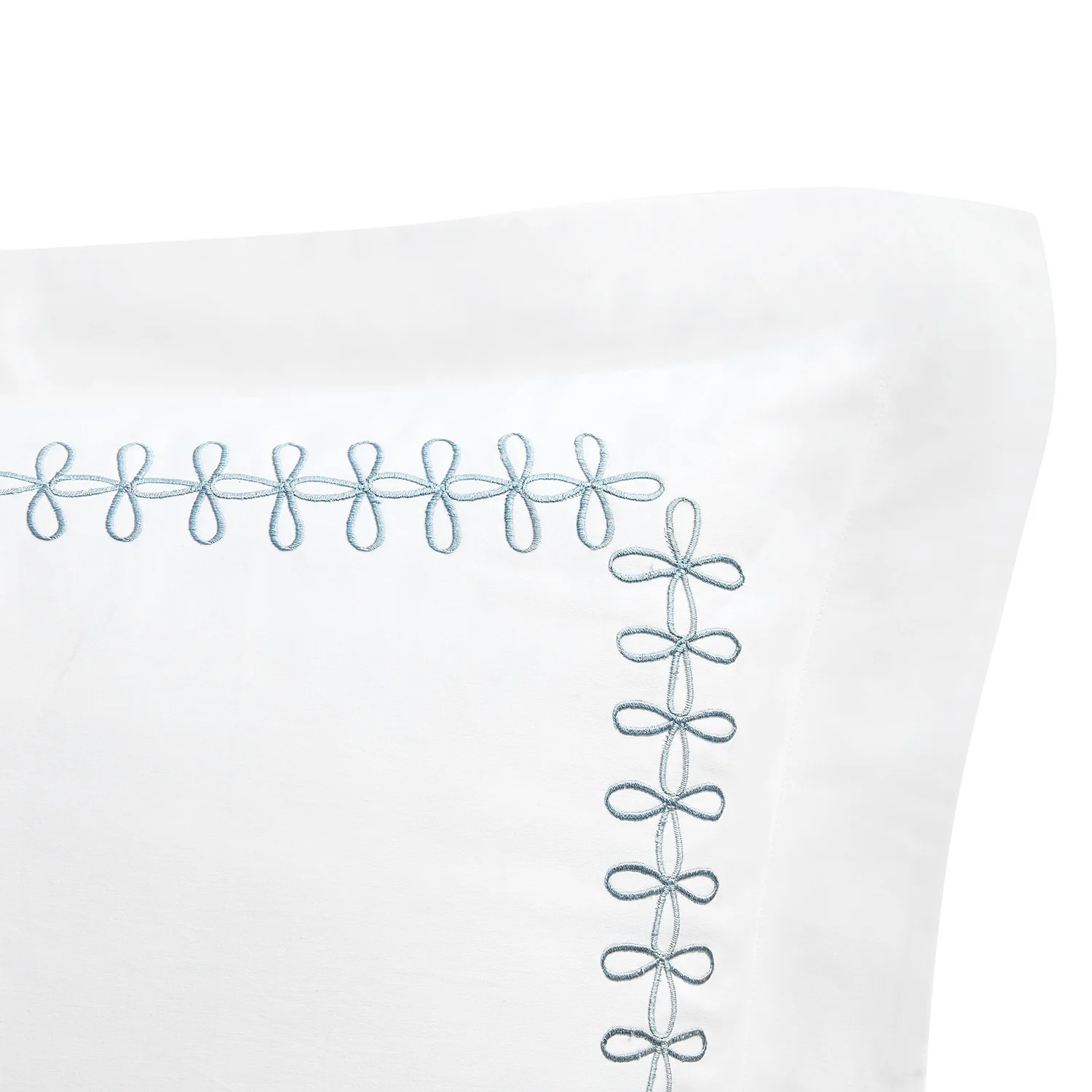 Milano Air Force Blue Knot Embroidered 600 Thread Count Cotton Sateen King Size Oxford Pillowcases - Pair - Image 2