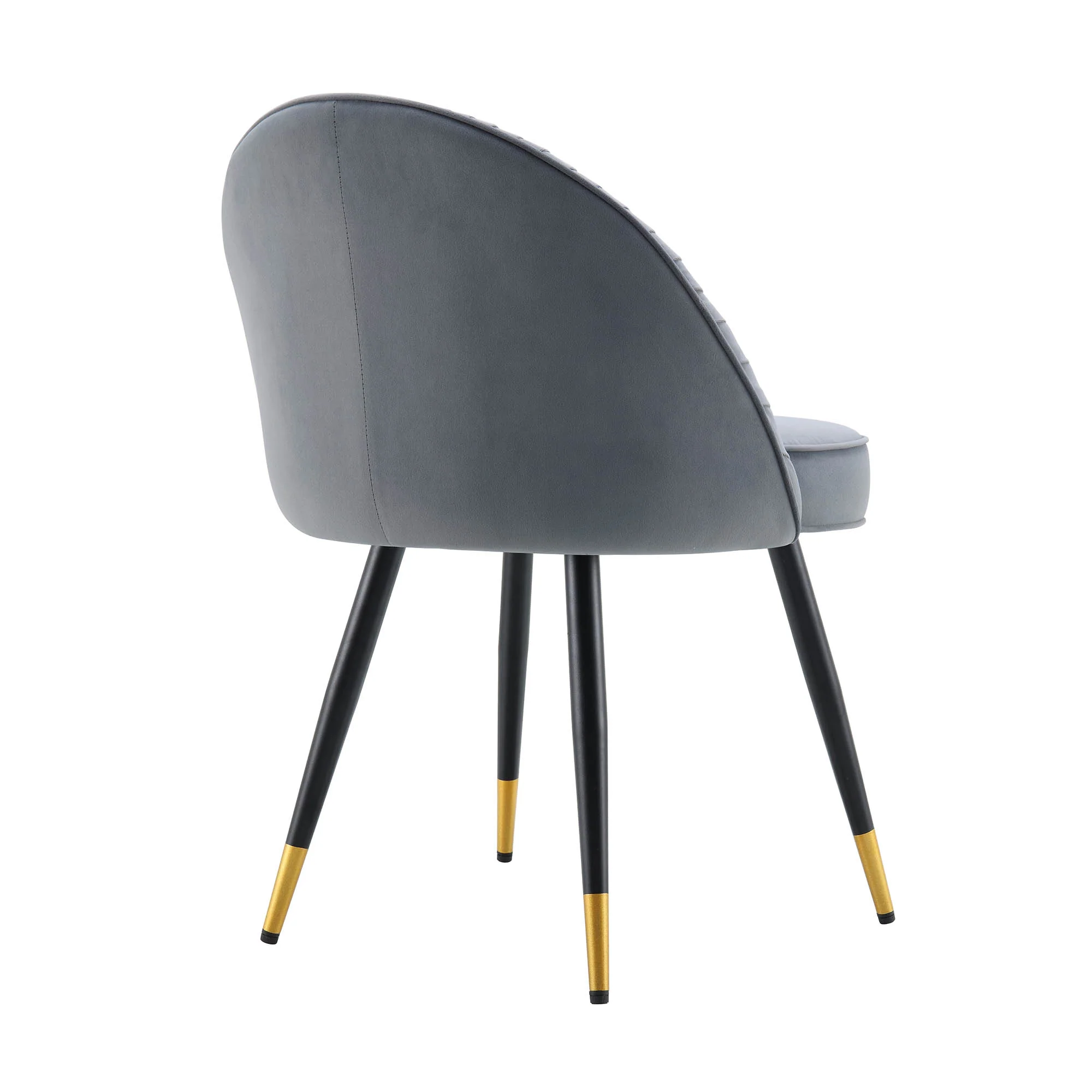 Miyae Set of 2 Pleated Light Grey Velvet Upholstered Dining Chairs - Image 8