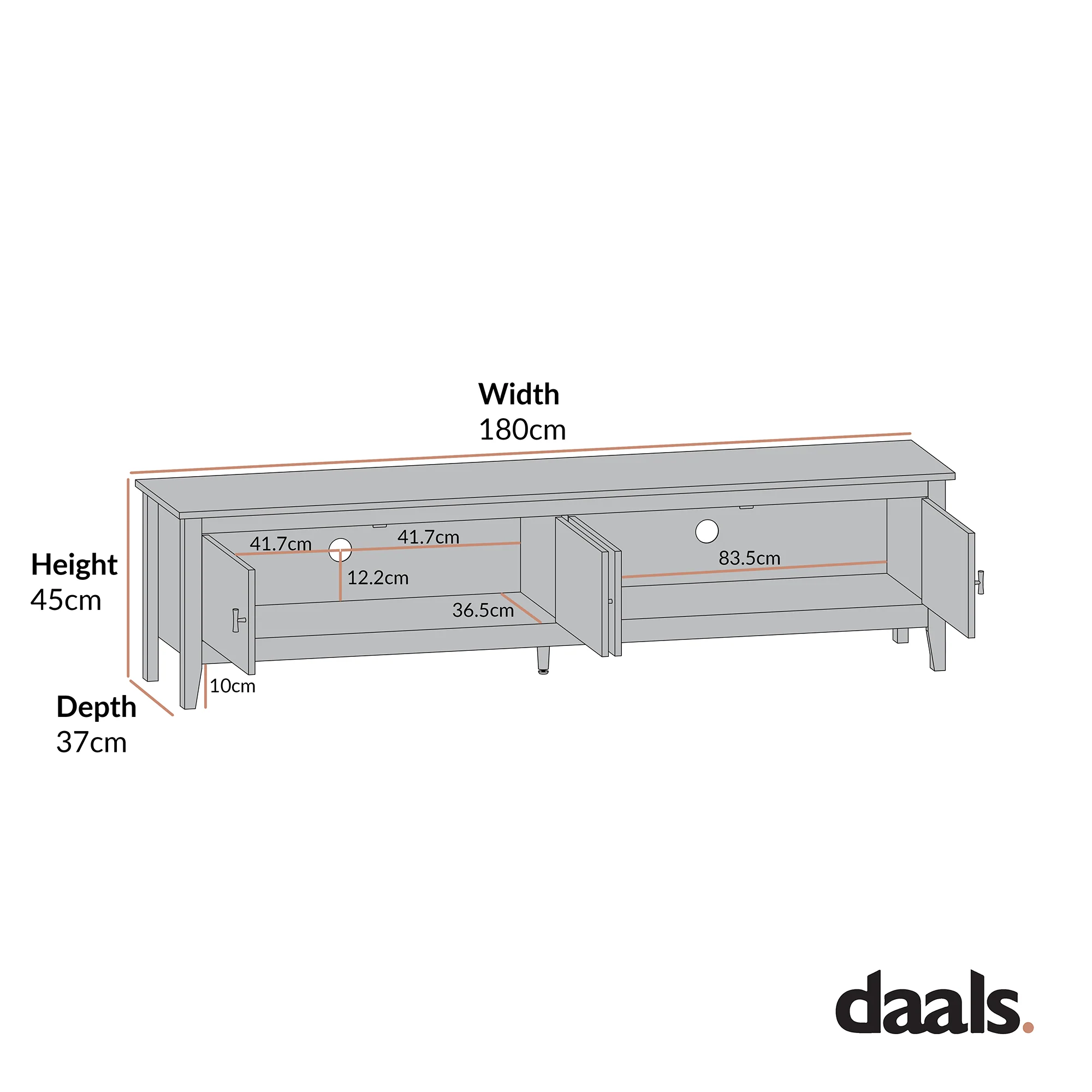 Oakham 180cm Wide TV Unit, Deep Greige - Image 3