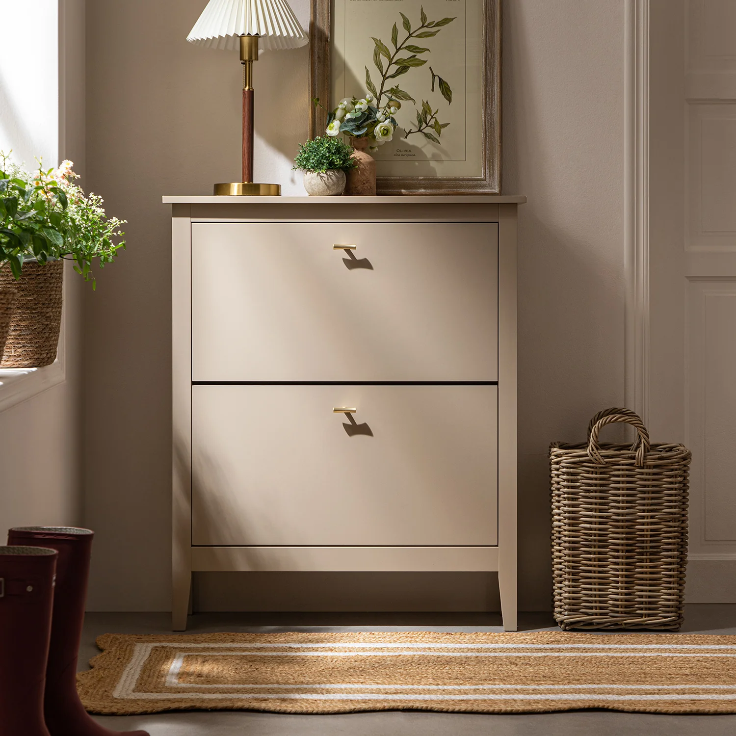 Oakham 2-Tier Shoe Cabinet, Deep Greige