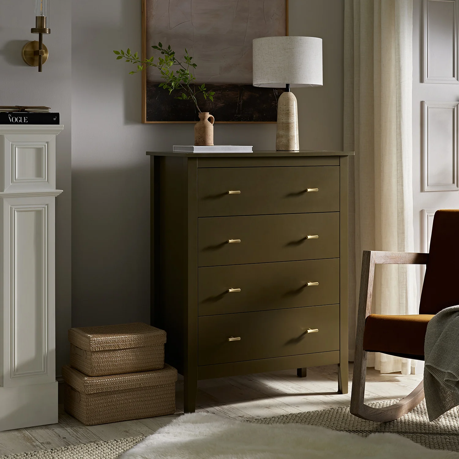 Oakham Chest of 4 Drawers, Olive Grove