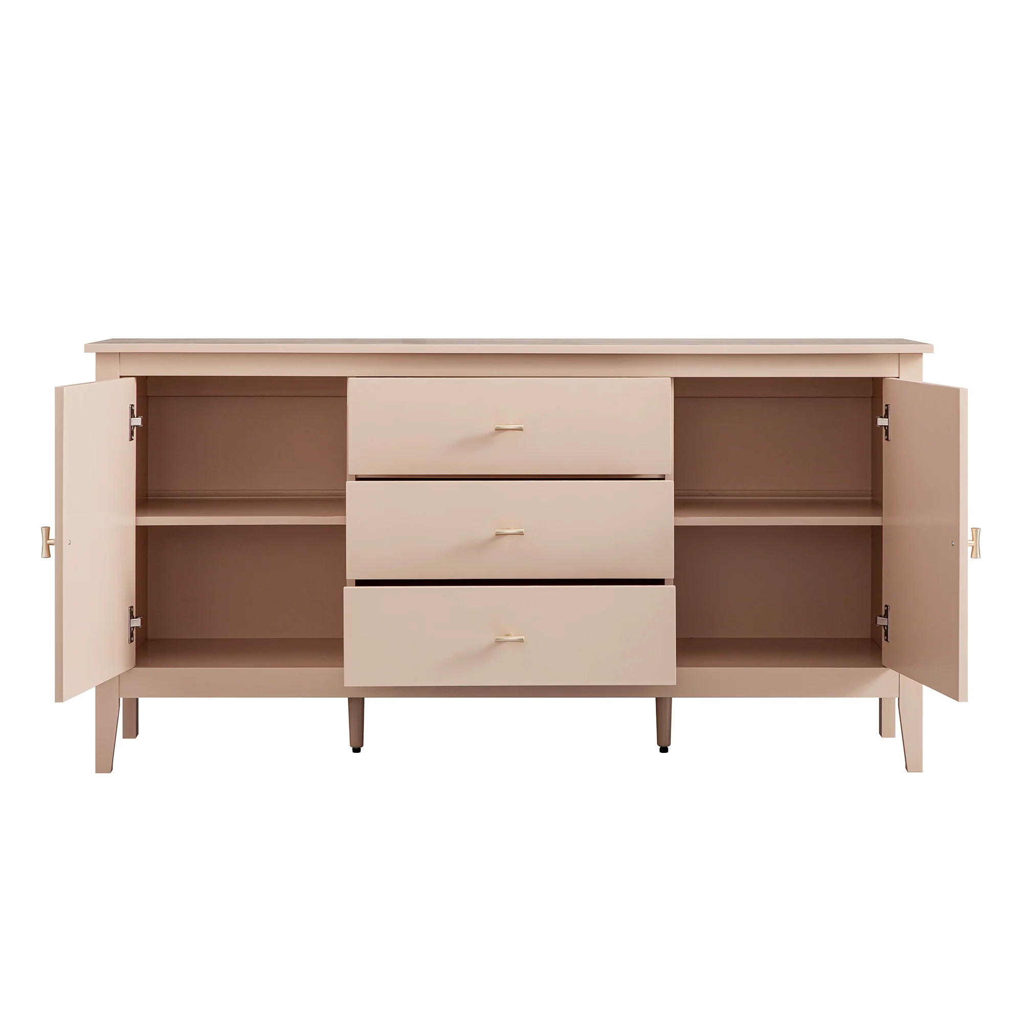 Oakham Wide Sideboard with Drawers, Nude Pink - Image 4