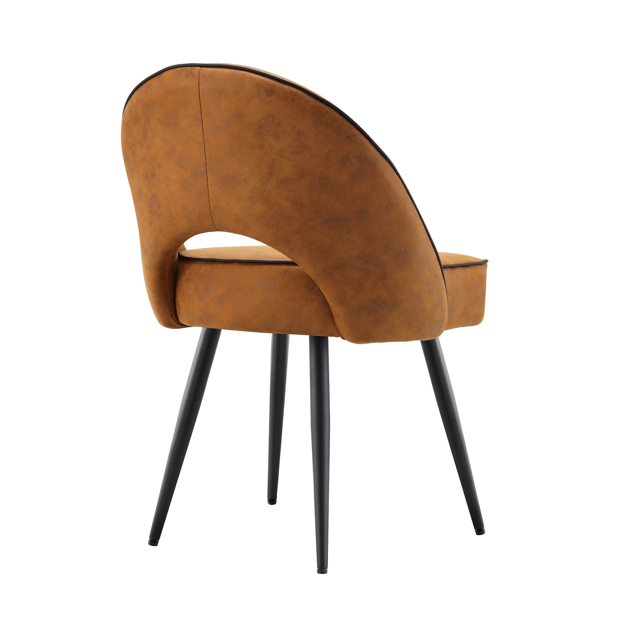 Oakley Set of 2 Cognac Colour Vegan Leather Upholstered Dining Chairs with Piping - Image 8