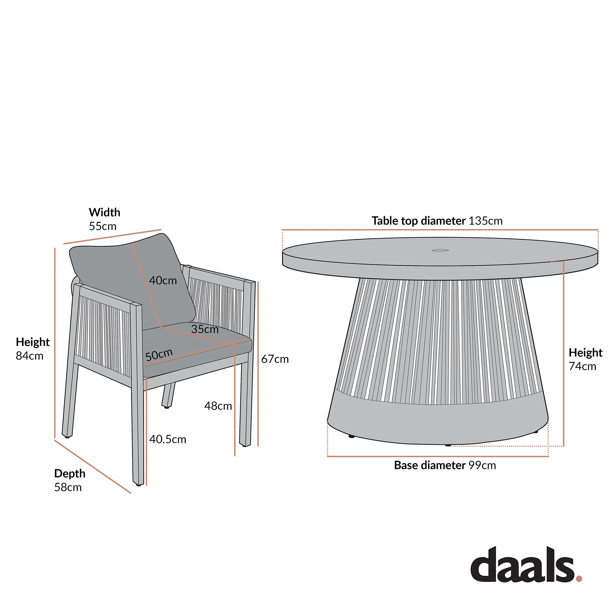 Pedra Rope and Aluminium Outdoor 6-Seater Round Dining Set, Grey - Image 3