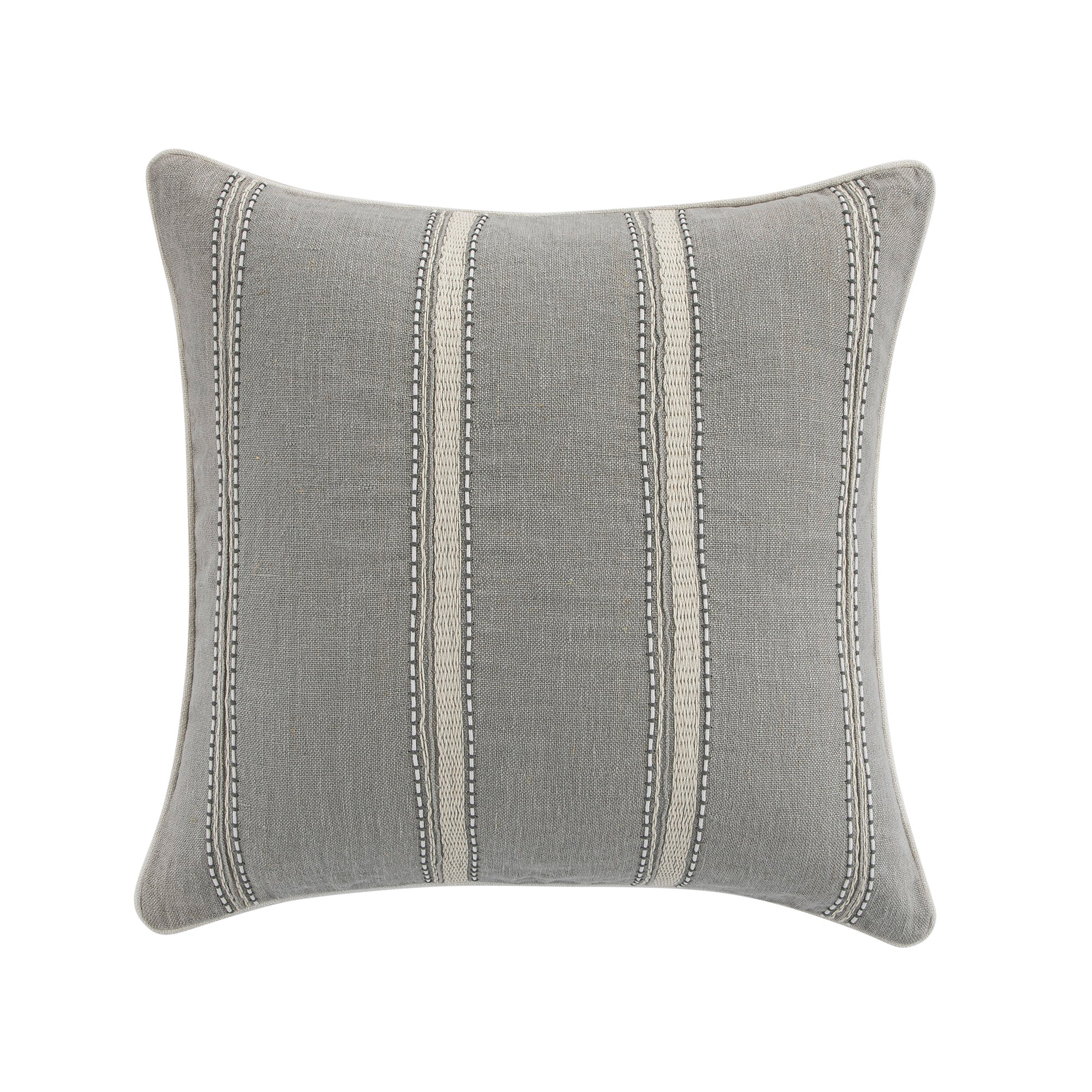 Pembroke Stripe 100% Linen Grey Cushion