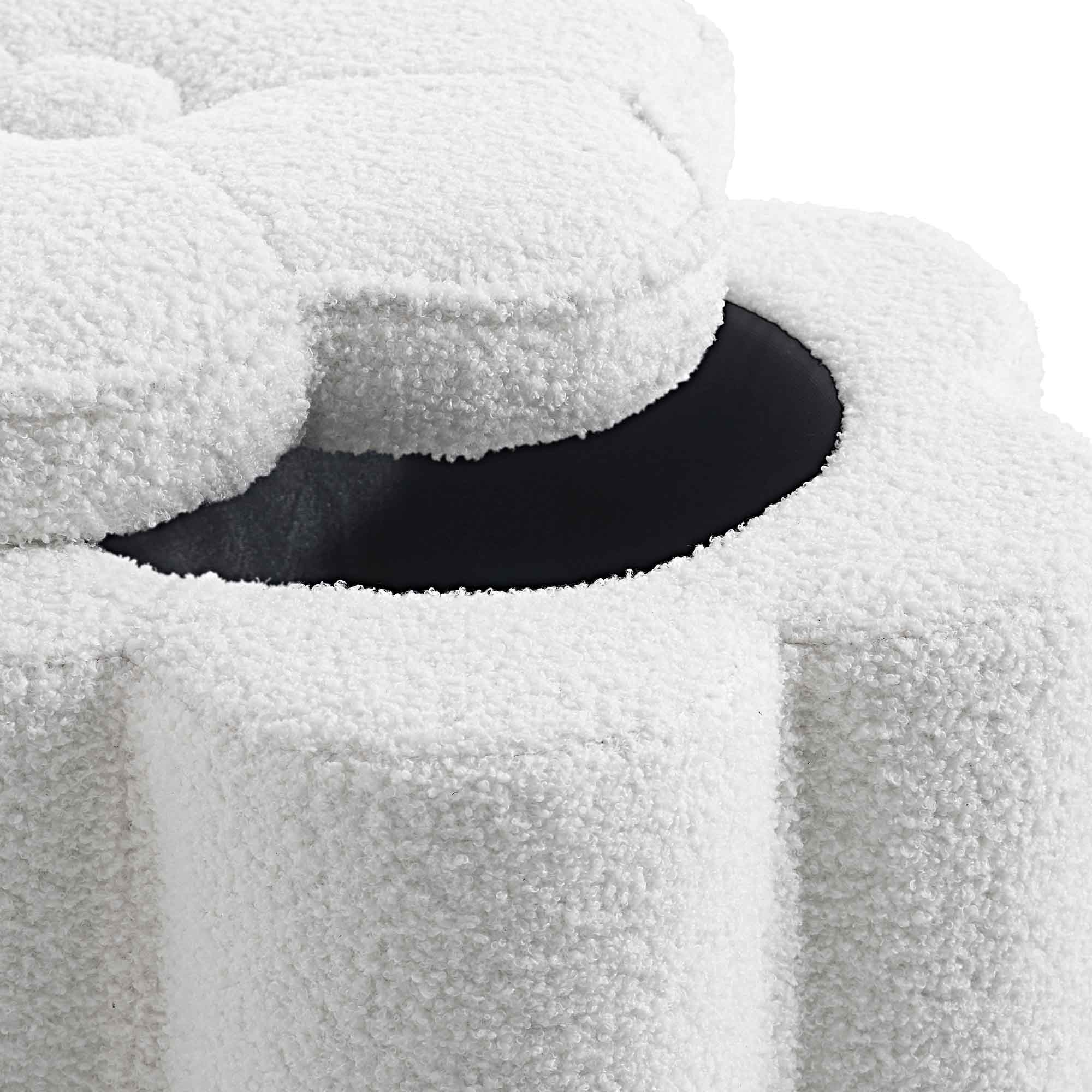 Pollie White Teddy Boucle Storage Stool - Image 10