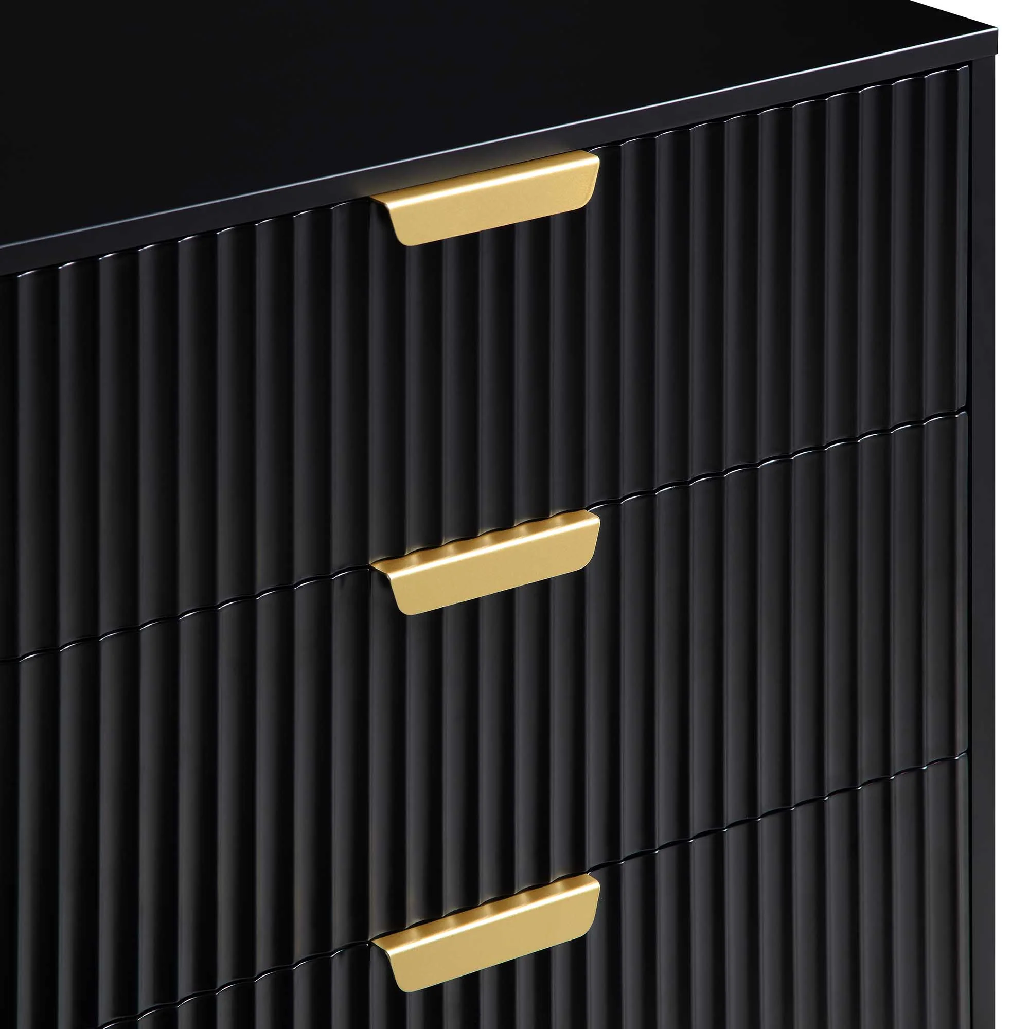 Richmond Ridged Wide Chest of 6 Drawers, Matte Black - Image 9