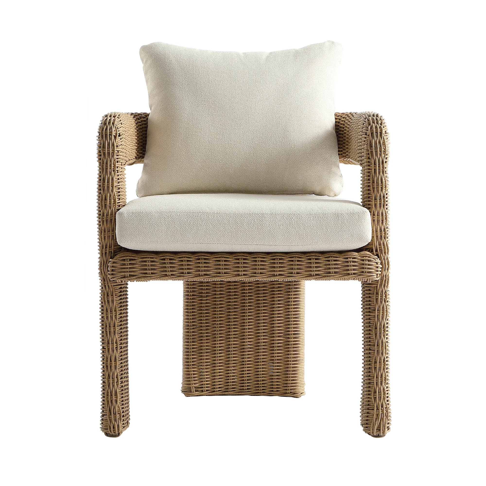 Stanford Round Wicker Outdoor Dining Chair Set, Natural - Image 2