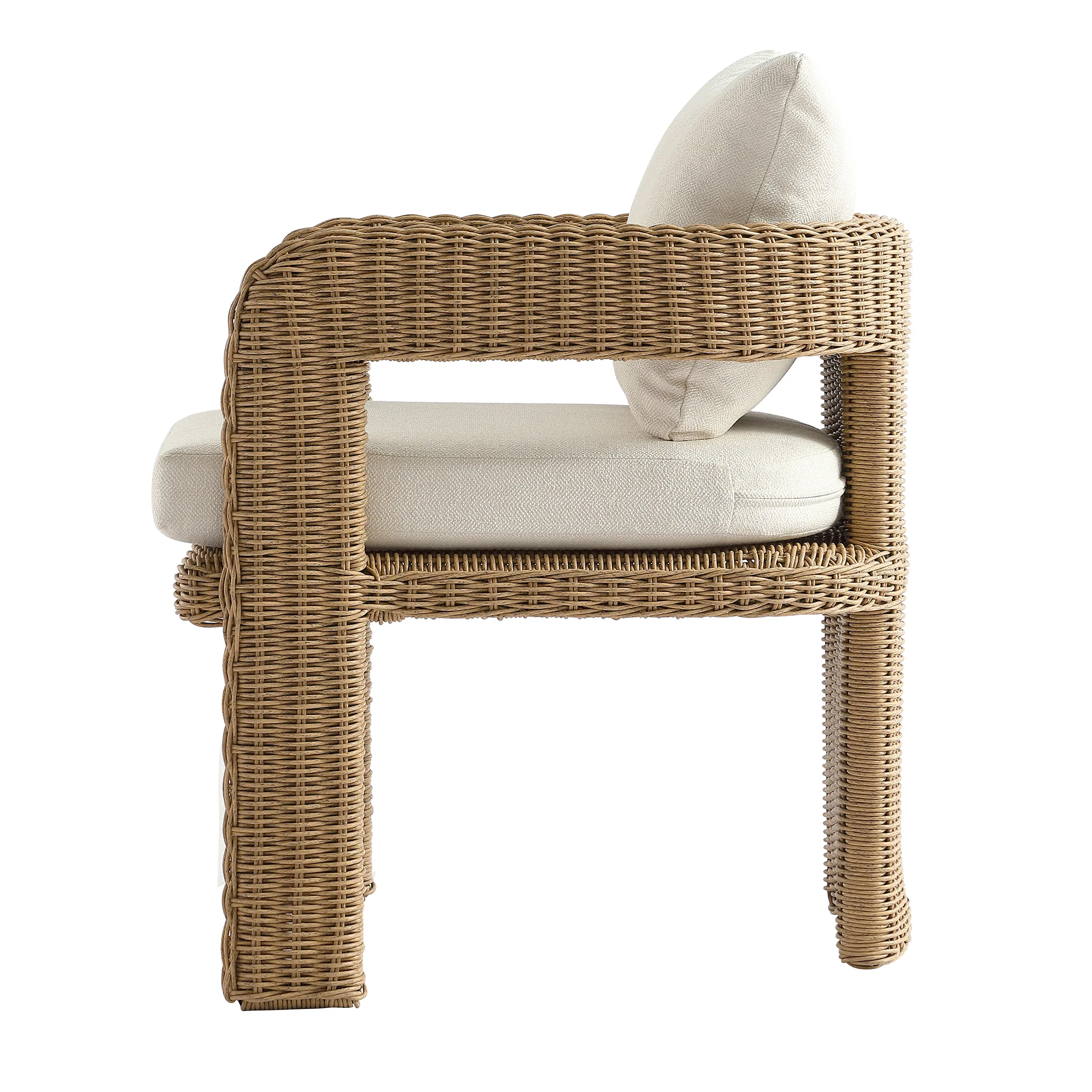 Stanford Round Wicker Outdoor Dining Chair Set, Natural - Image 5
