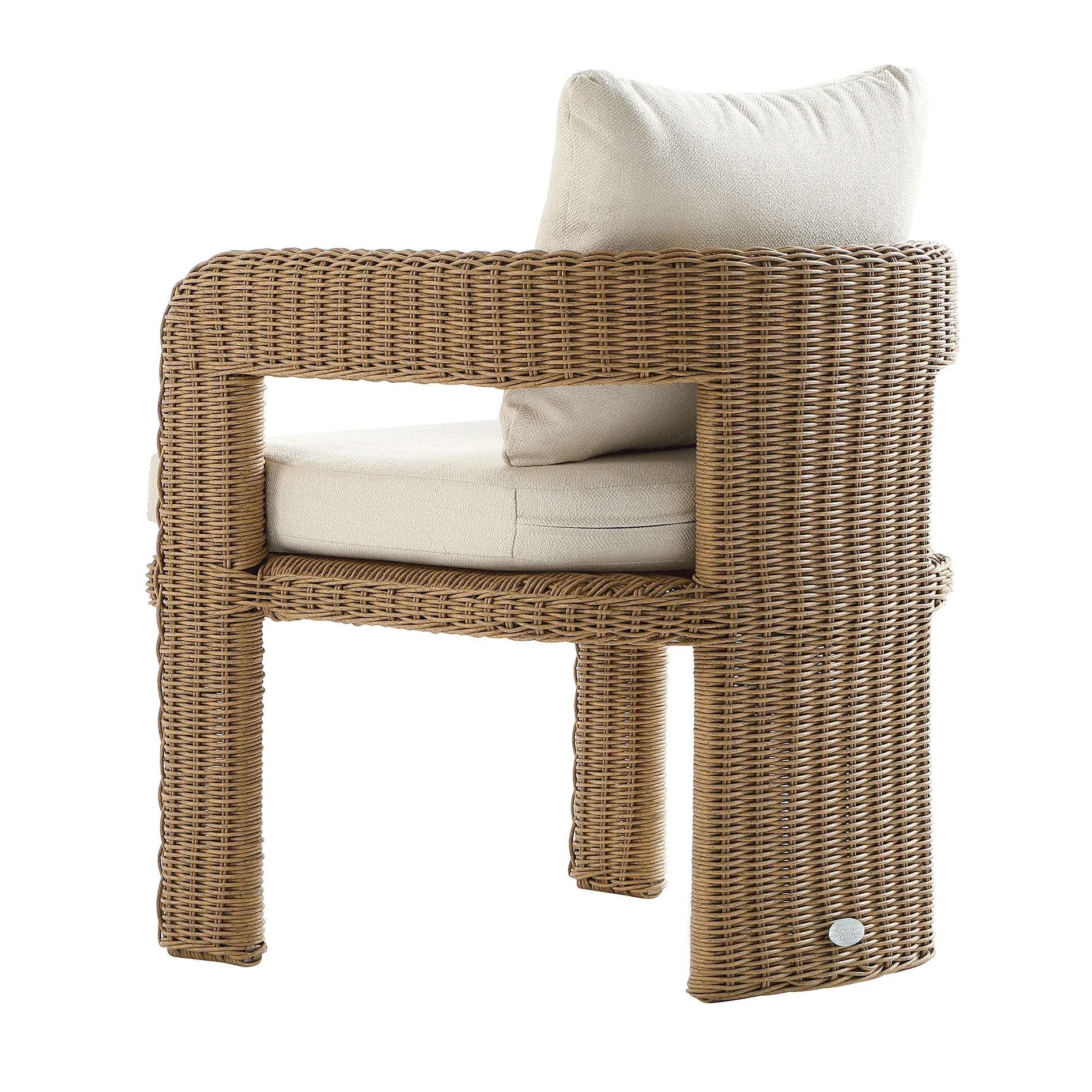 Stanford Round Wicker Outdoor Dining Chair Set, Natural - Image 6